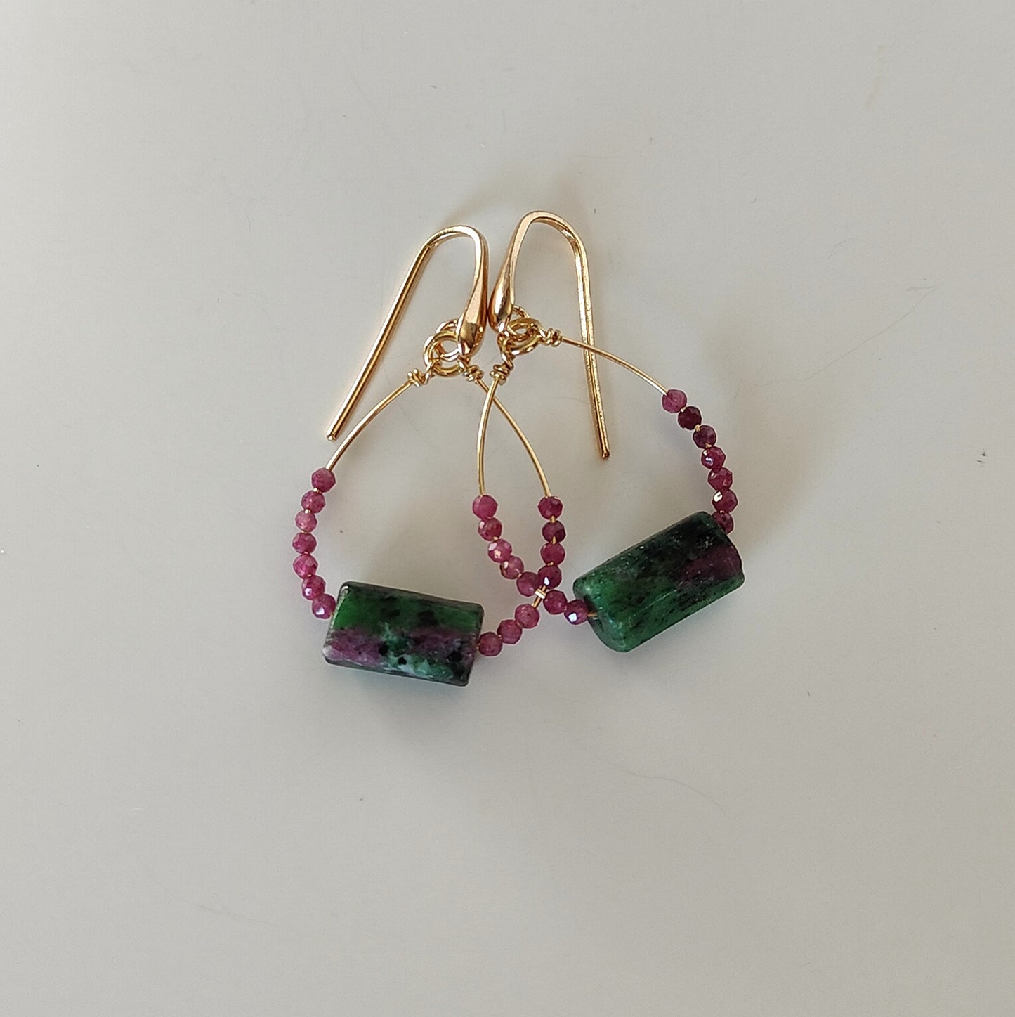 ST46 - Orecchini in argento placcato oro rosa 18k con pietre naturali