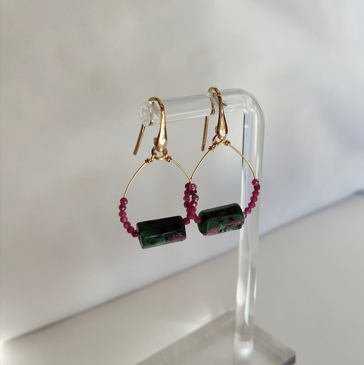 ST46 - Orecchini in argento placcato oro rosa 18k con pietre naturali