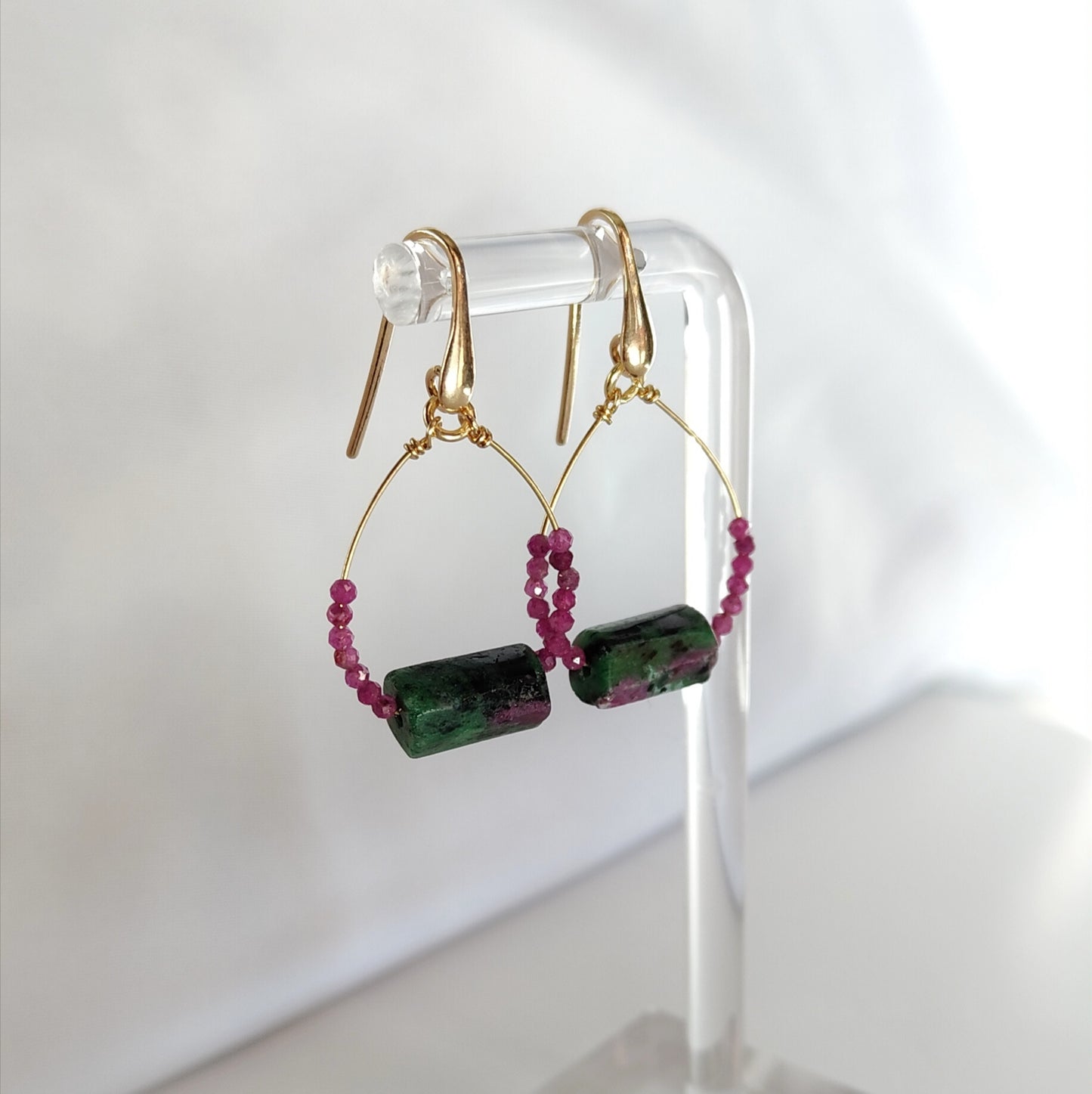 ST46 - Orecchini in argento placcato oro rosa 18k con pietre naturali