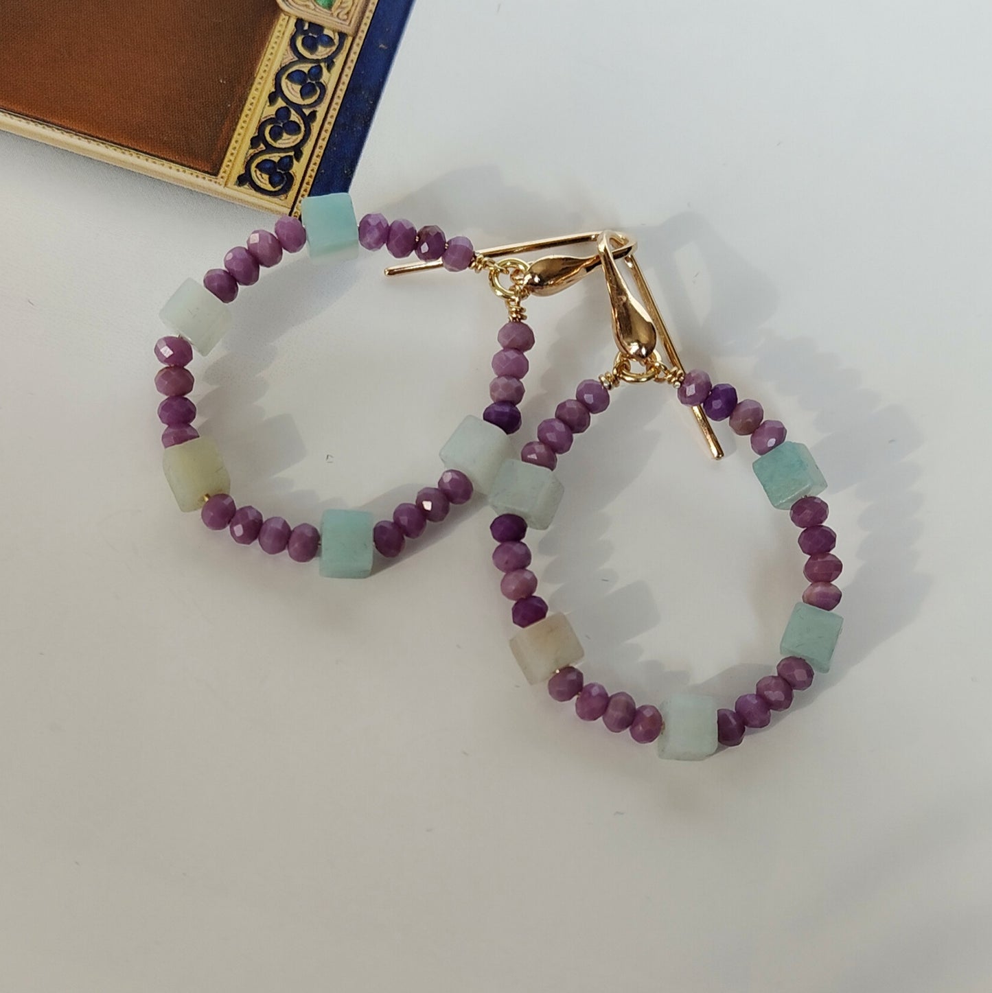 ST47 - Orecchini in argento 925 placcato oro giallo 18k con pietre naturali