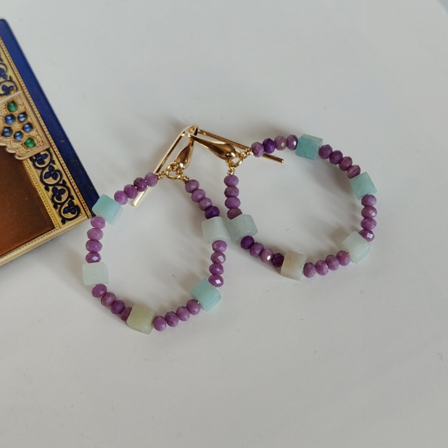 ST47 - Orecchini in argento 925 placcato oro giallo 18k con pietre naturali