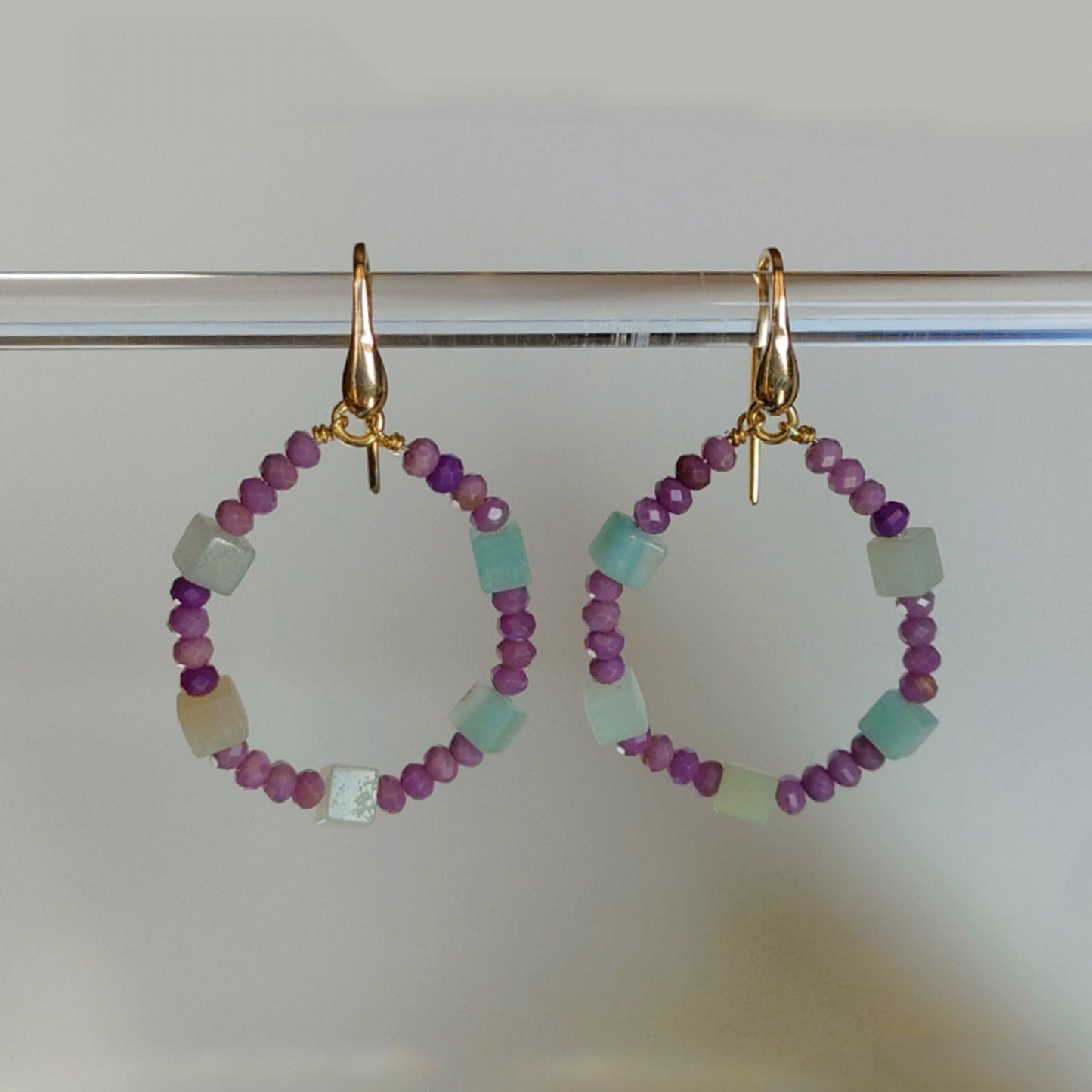 ST47 - Orecchini in argento 925 placcato oro giallo 18k con pietre naturali