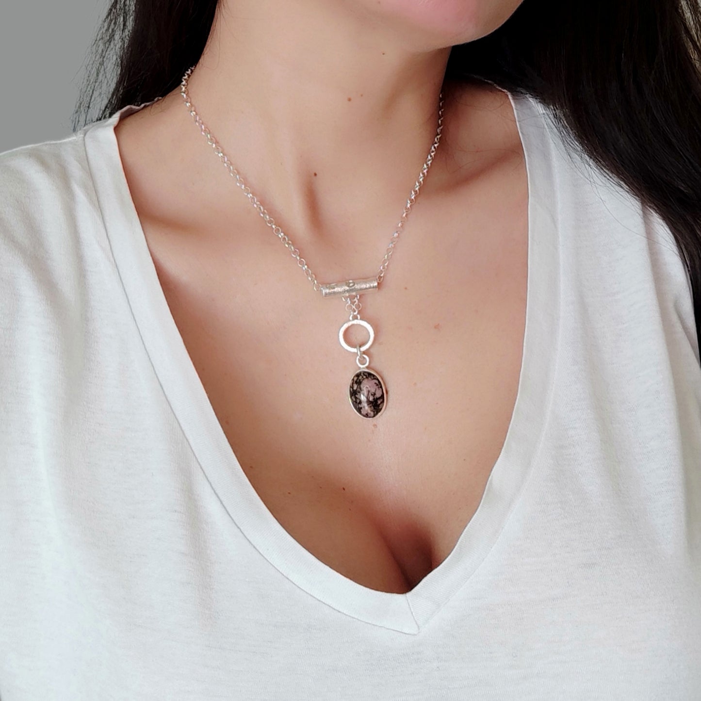 ST16 - Collana in argento 925 e rodonite