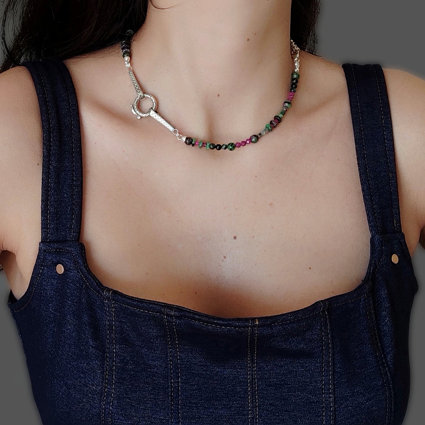 ST124 Collana in argento 925 con pietre naturali