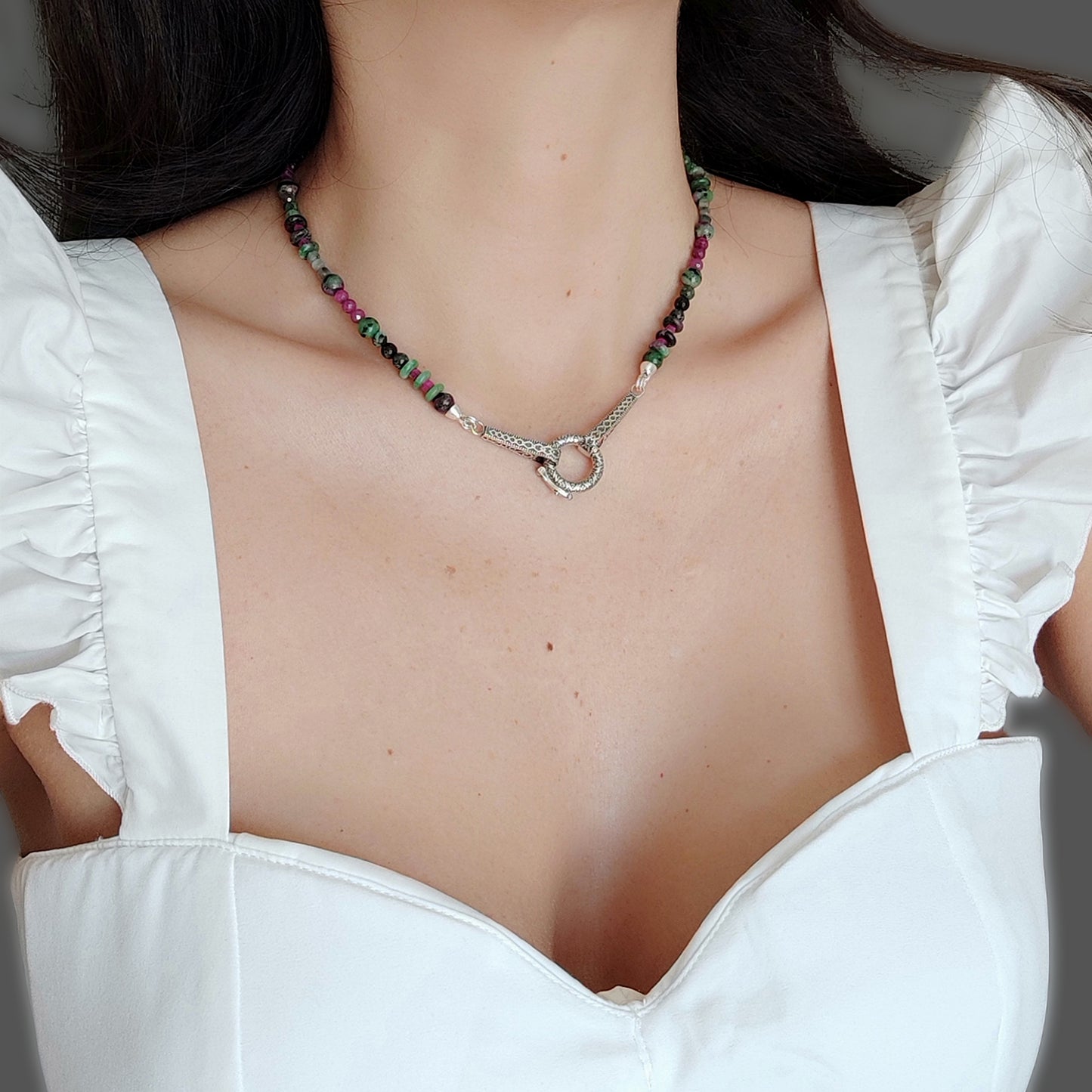 ST124 Collana in argento 925 con pietre naturali