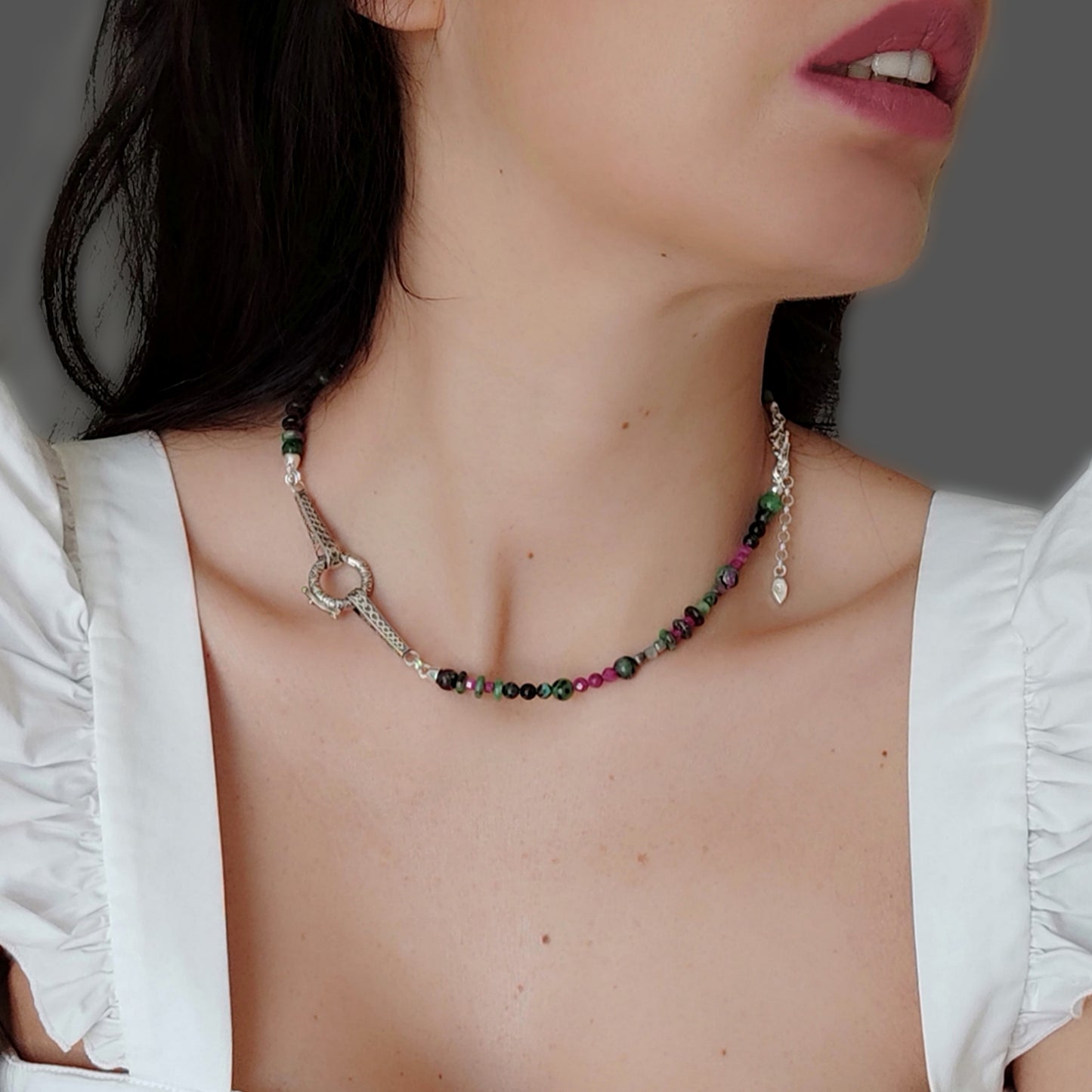 ST124 Collana in argento 925 con pietre naturali