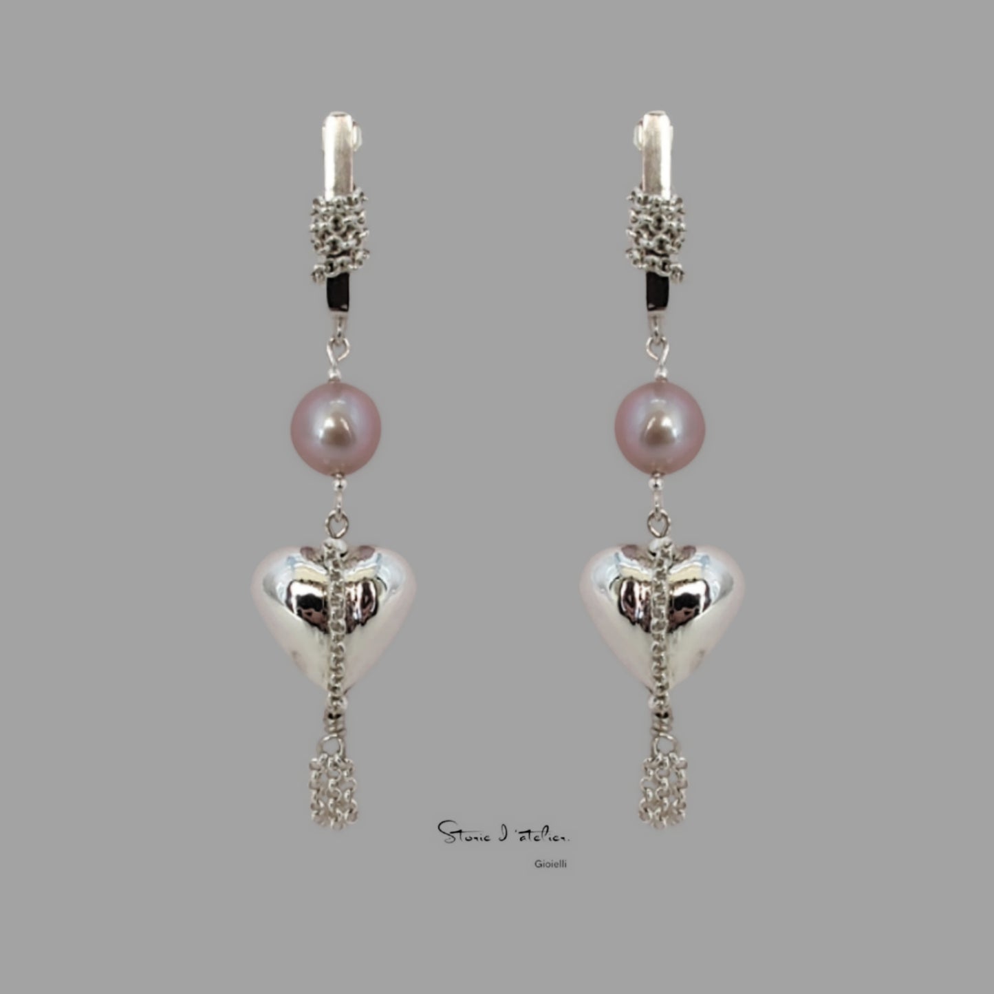 ST92 Orecchini in argento 925 con perle d'acqua dolce color rosa antico