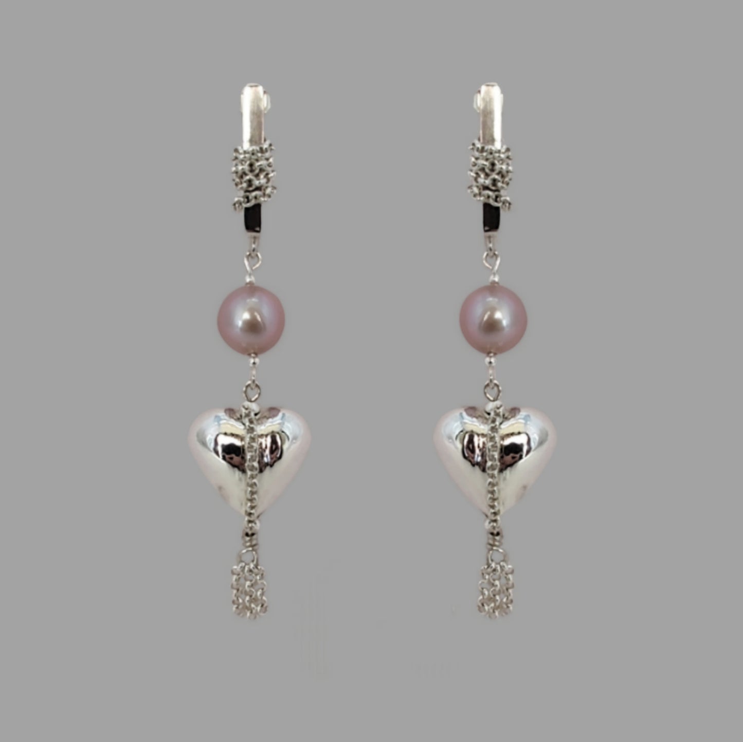 ST92 Orecchini in argento 925 con perle d'acqua dolce color rosa antico