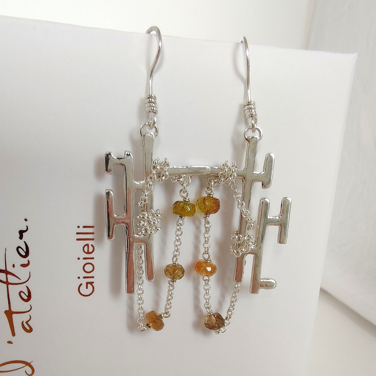 ST54 - Orecchini in argento 925 con pietre naturali in tormalina