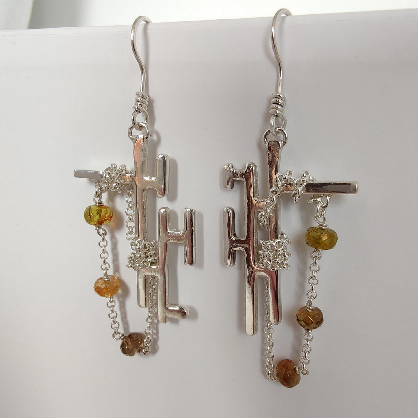 ST54 - Orecchini in argento 925 con pietre naturali in tormalina