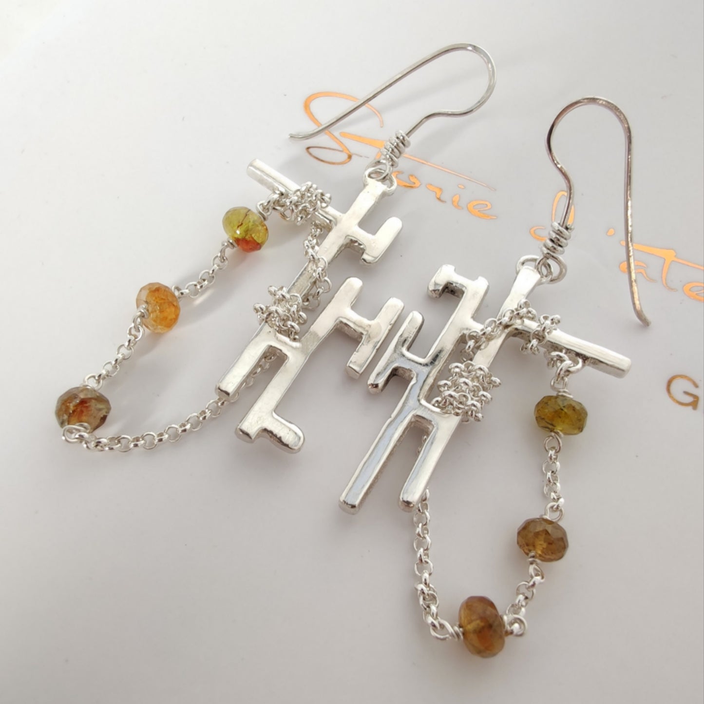 ST54 - Orecchini in argento 925 con pietre naturali in tormalina