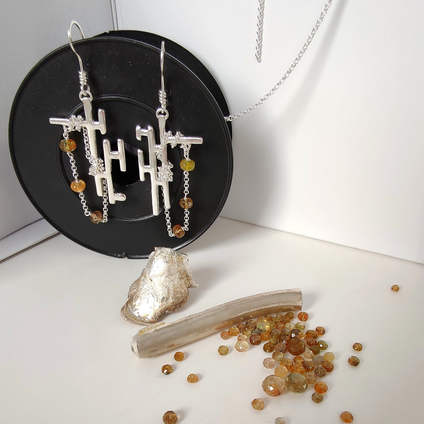 ST54 - Orecchini in argento 925 con pietre naturali in tormalina