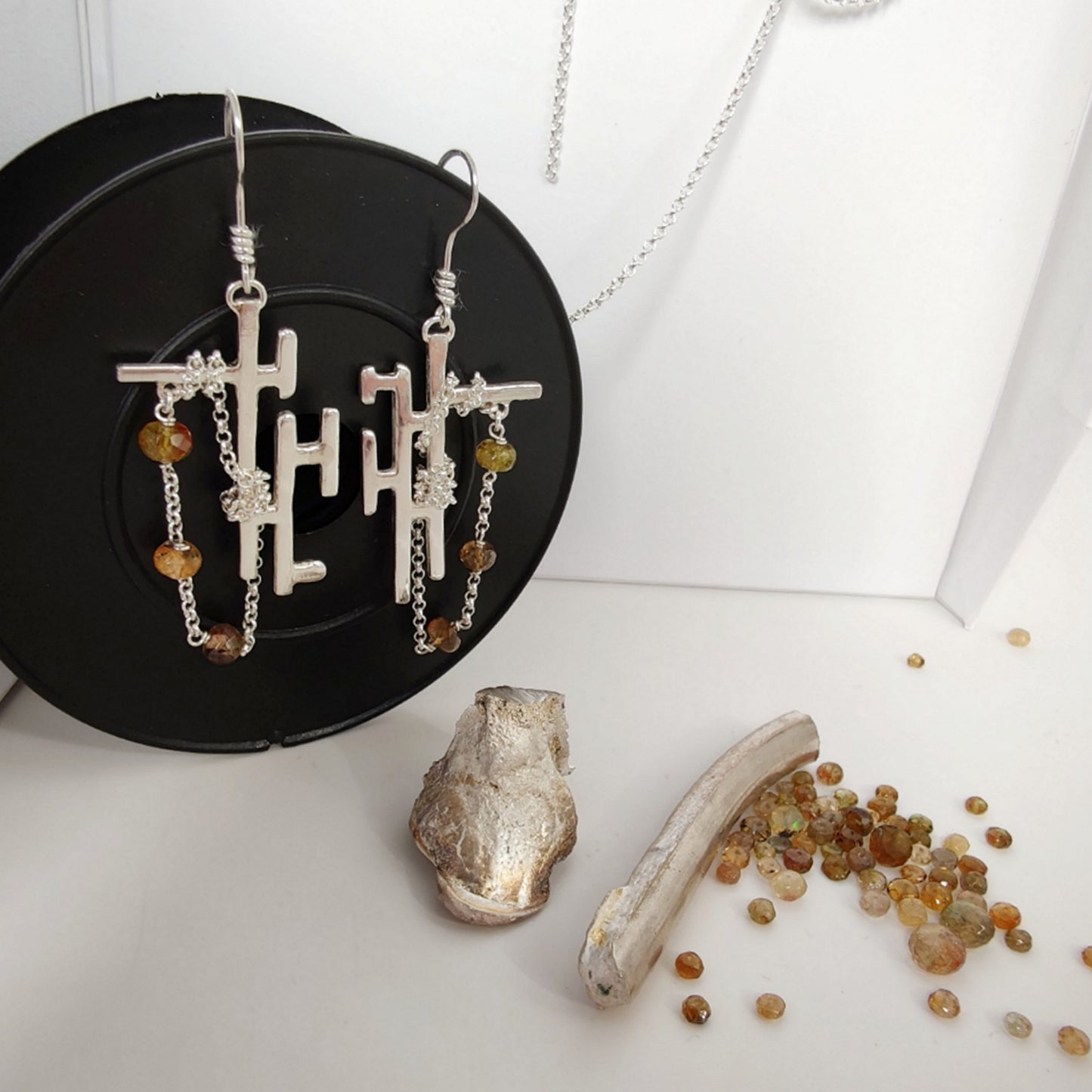 ST54 - Orecchini in argento 925 con pietre naturali in tormalina