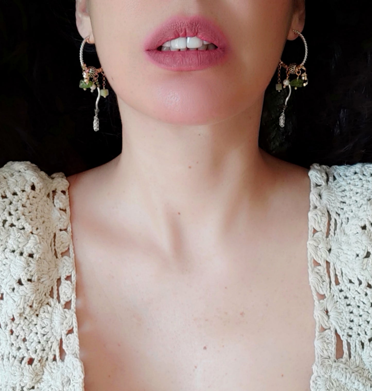 ST13 - Orecchini a cerchio in argento e peridoto