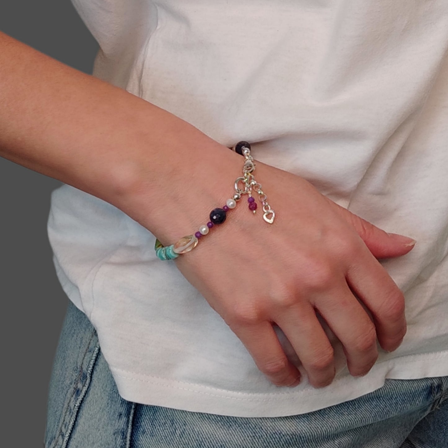 ST32 - Bracciale in argento 925 con pietre naturali