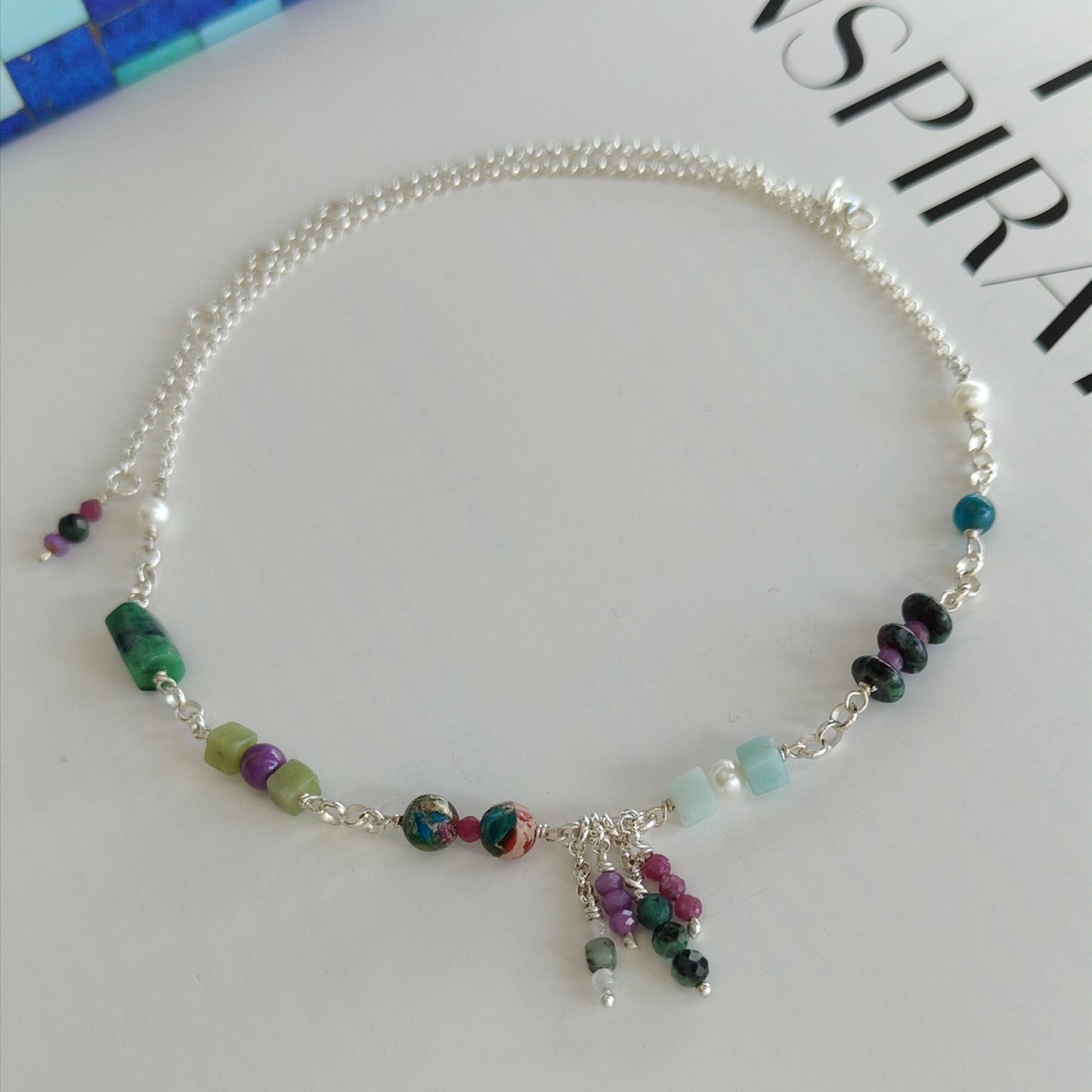 ST36 - Collana in argento 925 con pietre naturali