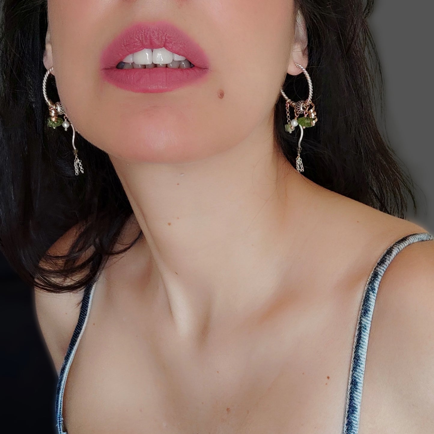 ST13 - Orecchini a cerchio in argento e peridoto