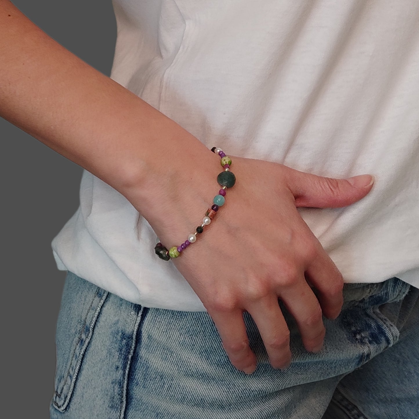 ST29 - Bracciale in argento 925 con pietre naturali