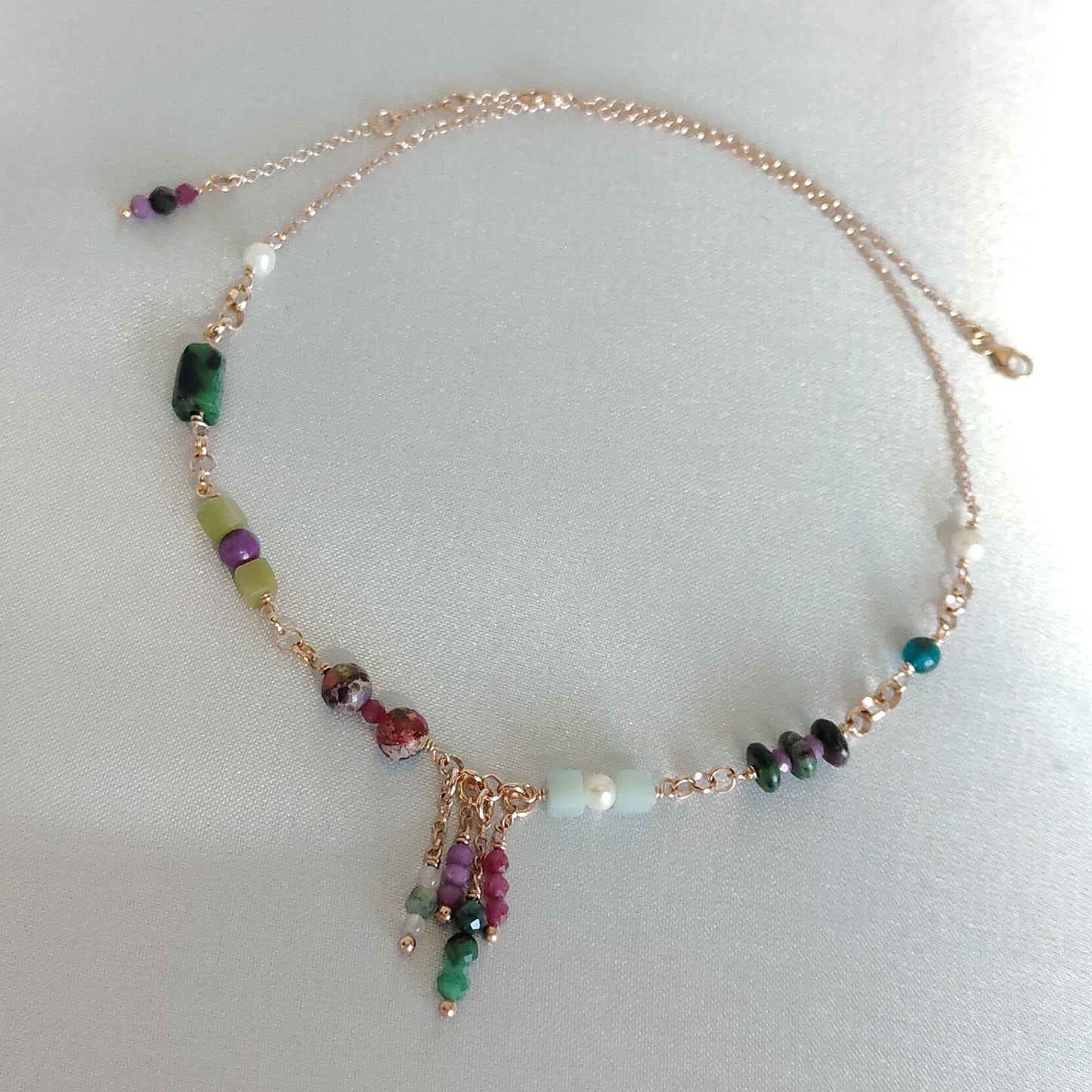 ST41 - Collana in argento 925 placcato oro rosa 18k con pietre naturali