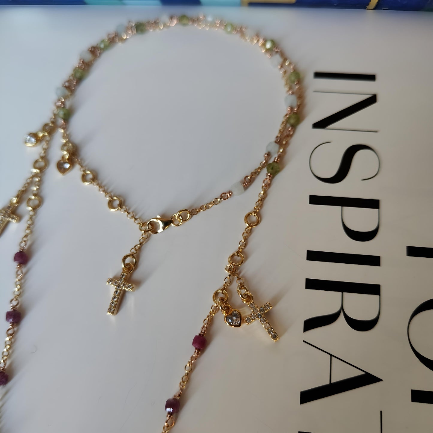 ST08 - Collana in Argento 925 Placcato Oro con Pietre Naturali