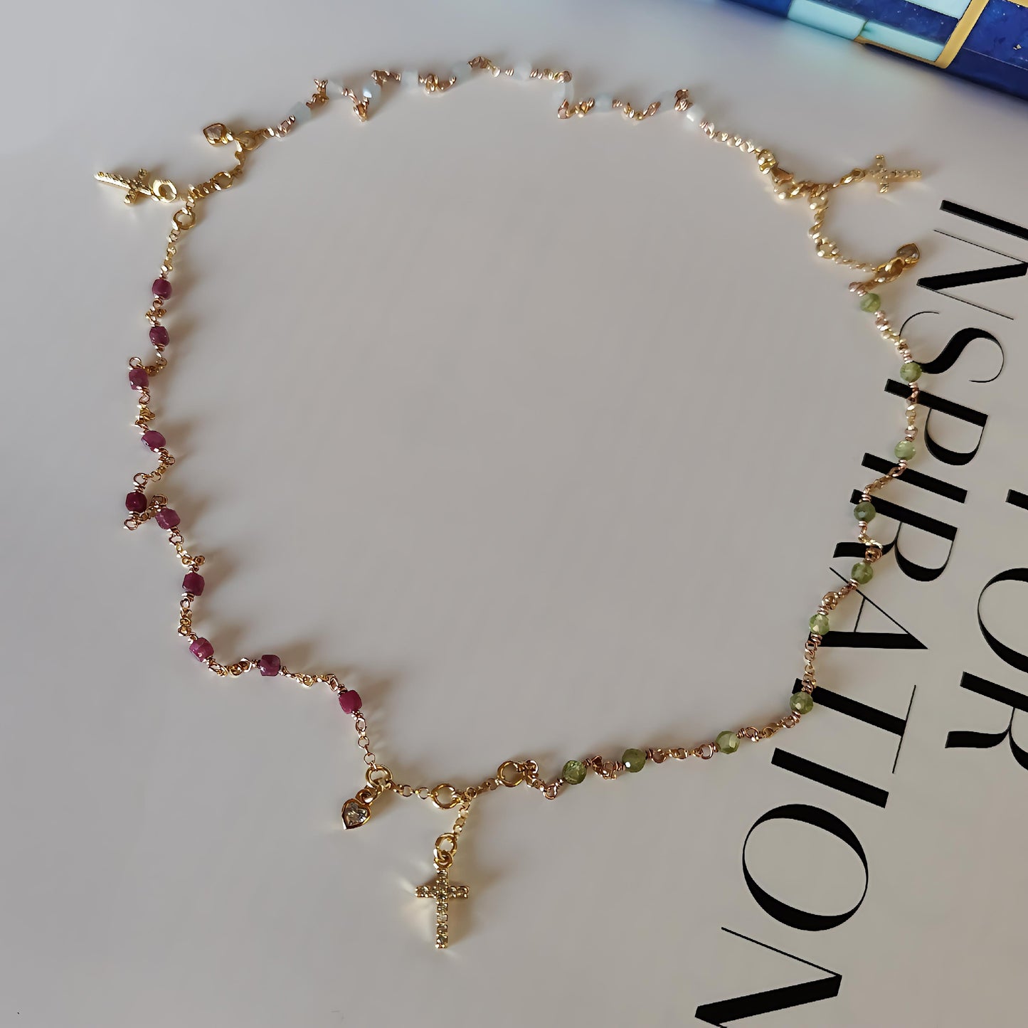 ST08 - Collana in Argento 925 Placcato Oro con Pietre Naturali