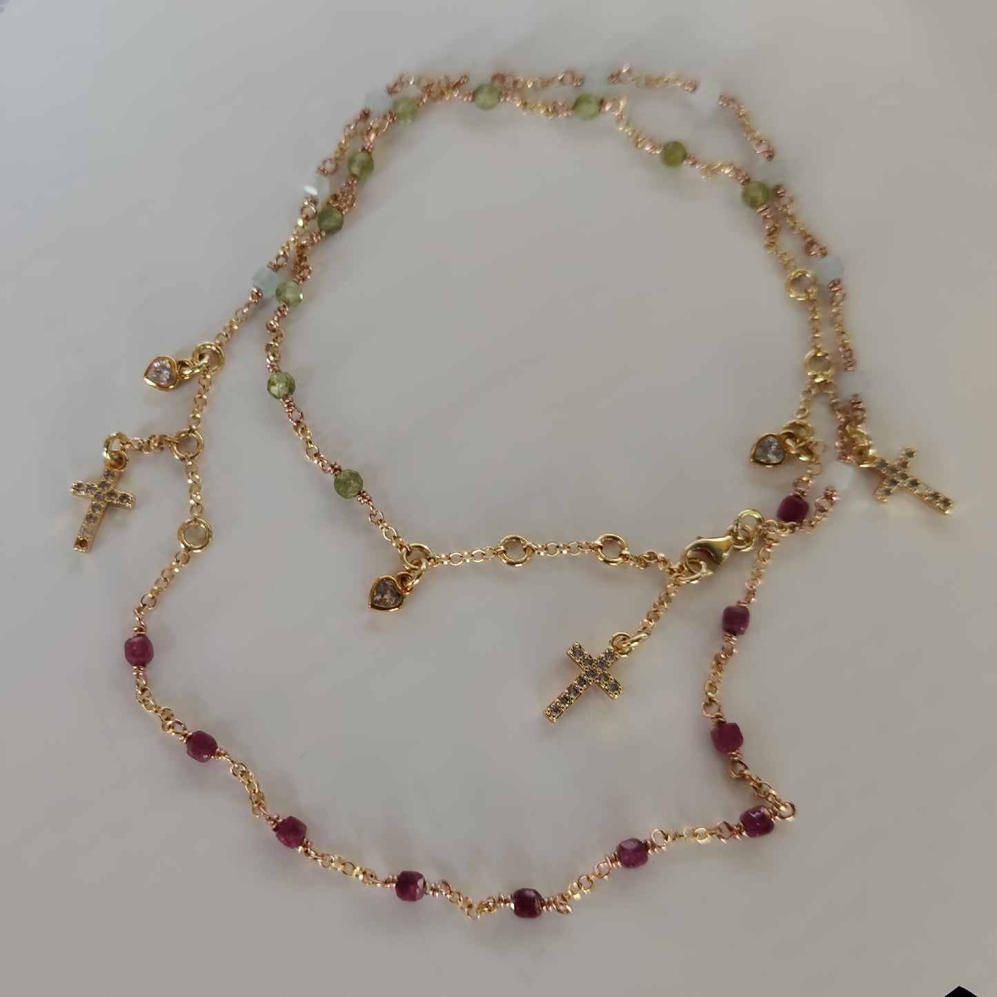 ST08 - Collana in Argento 925 Placcato Oro con Pietre Naturali