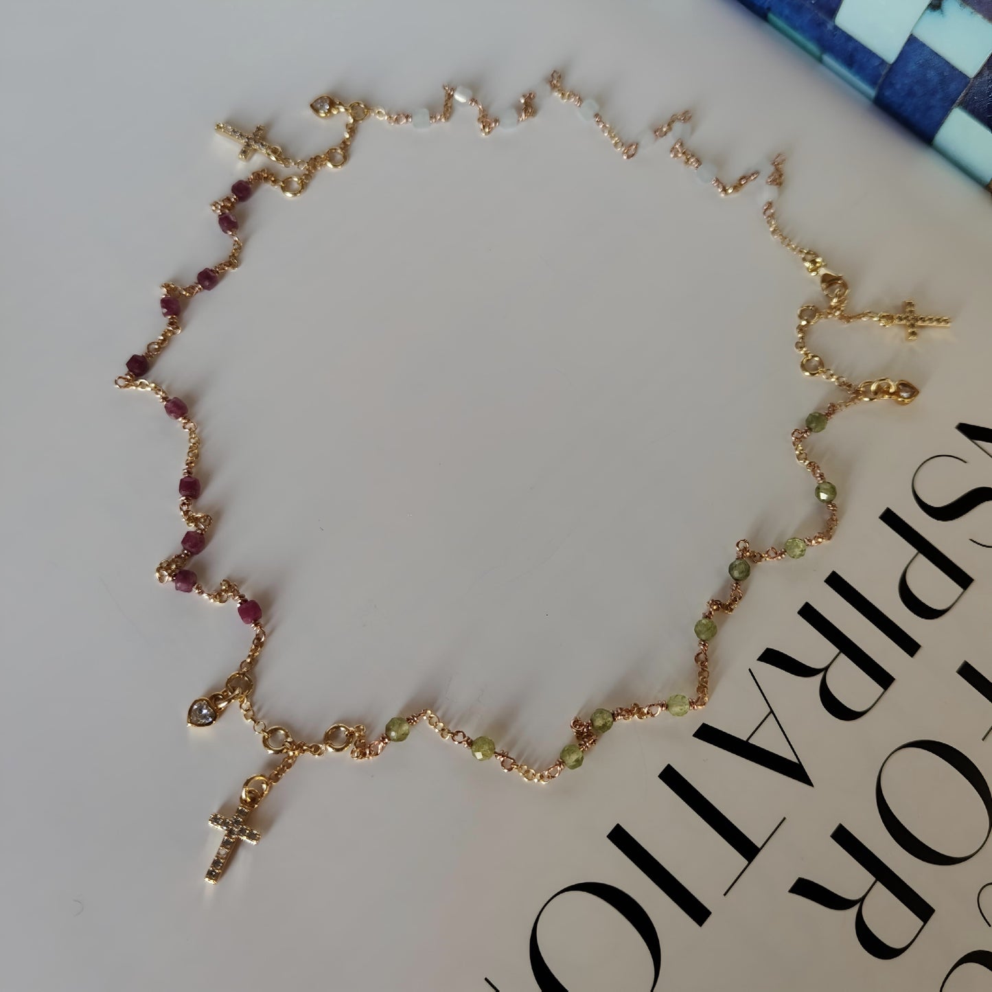 ST08 - Collana in Argento 925 Placcato Oro con Pietre Naturali