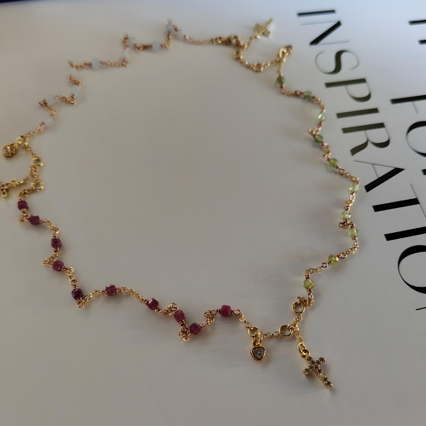 ST08 - Collana in Argento 925 Placcato Oro con Pietre Naturali