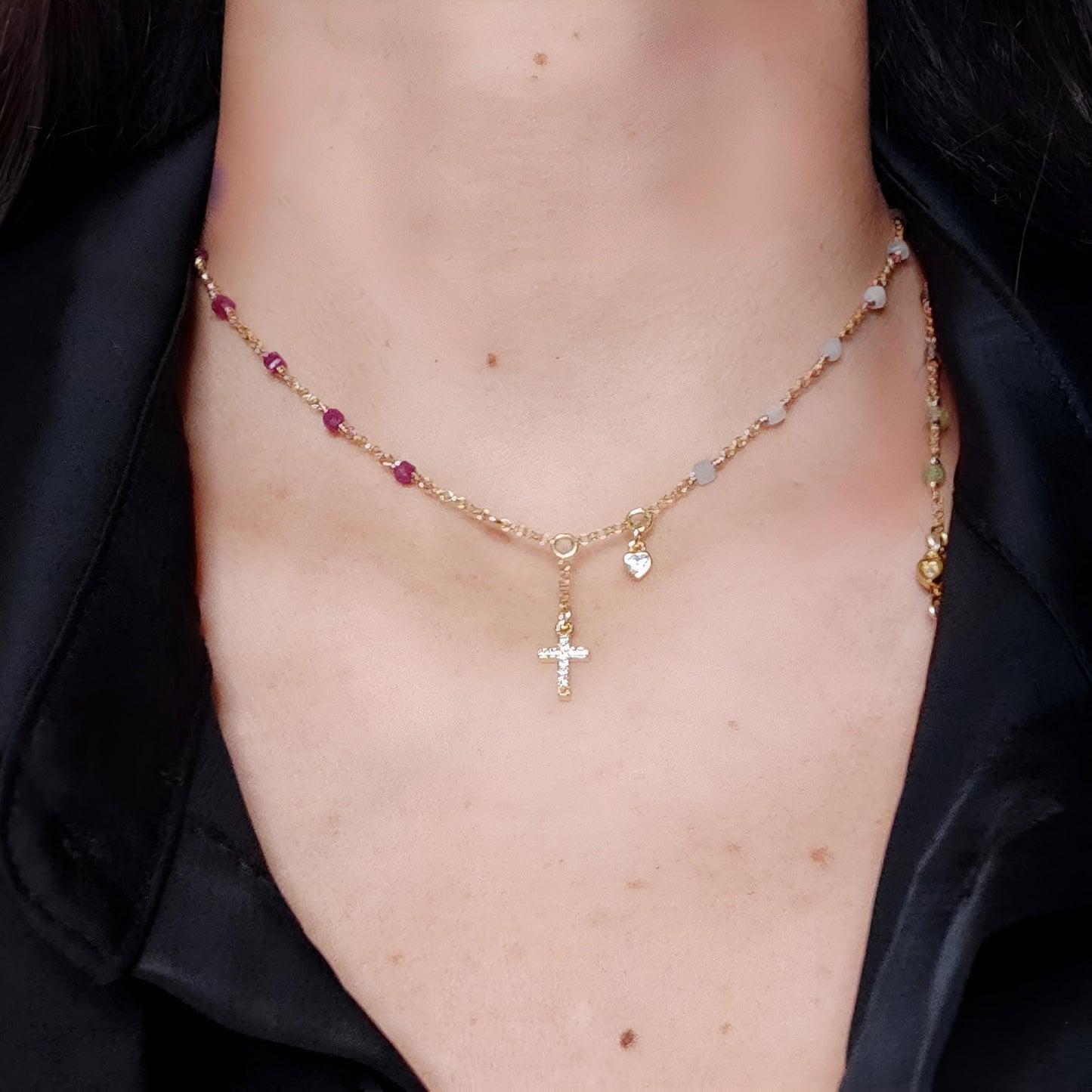 ST08 - Collana in Argento 925 Placcato Oro con Pietre Naturali