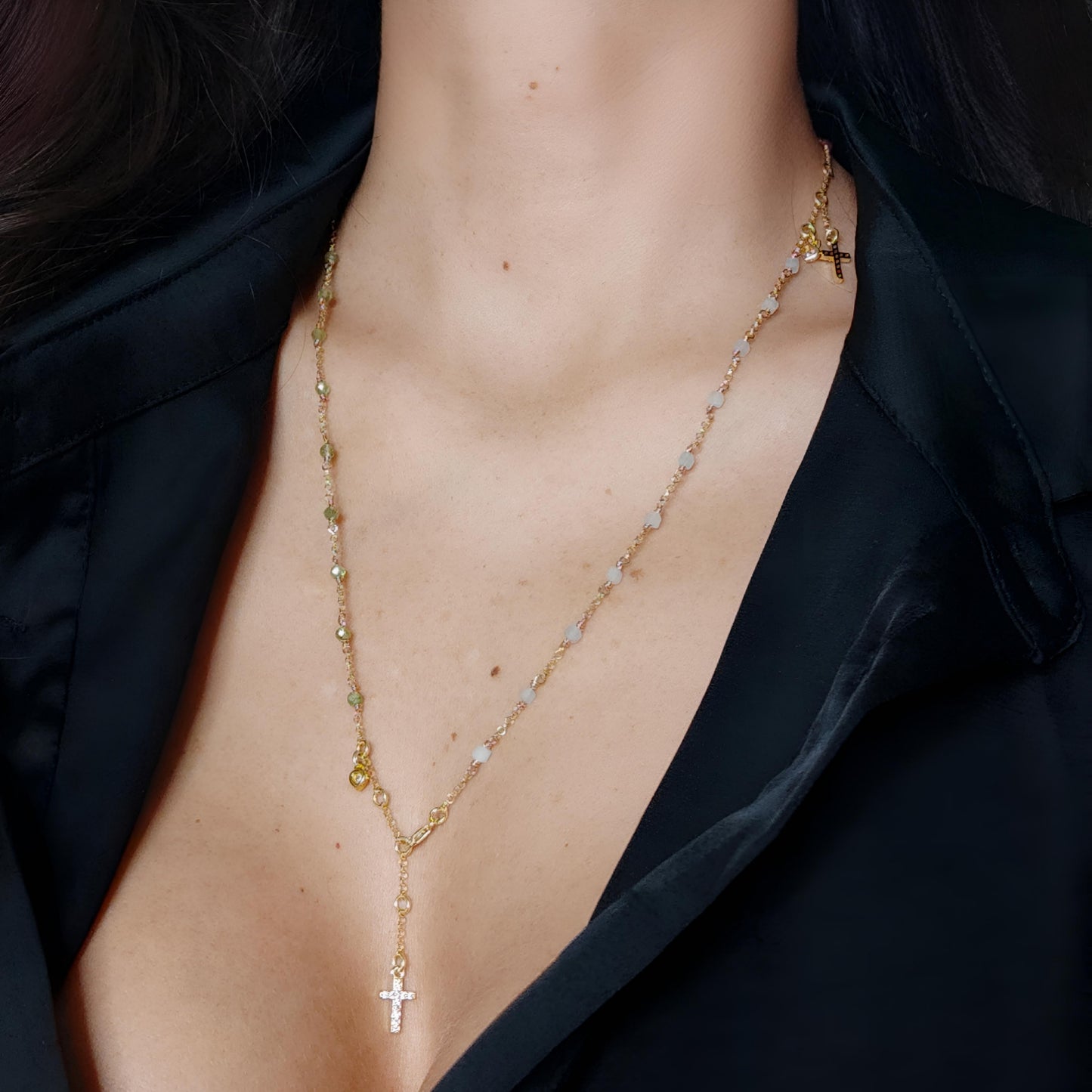 ST08 - Collana in Argento 925 Placcato Oro con Pietre Naturali