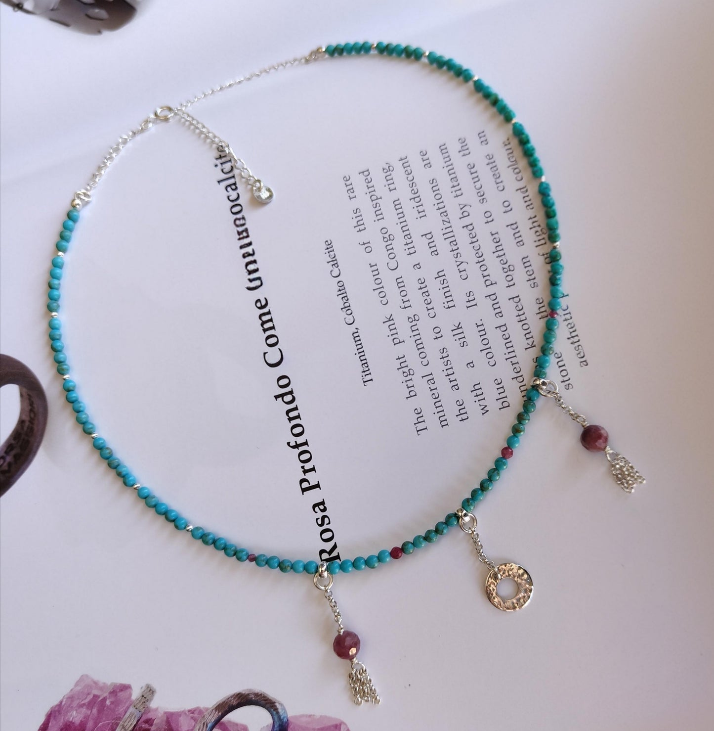 BST028 - Collana turchese — con tormalina e rubino