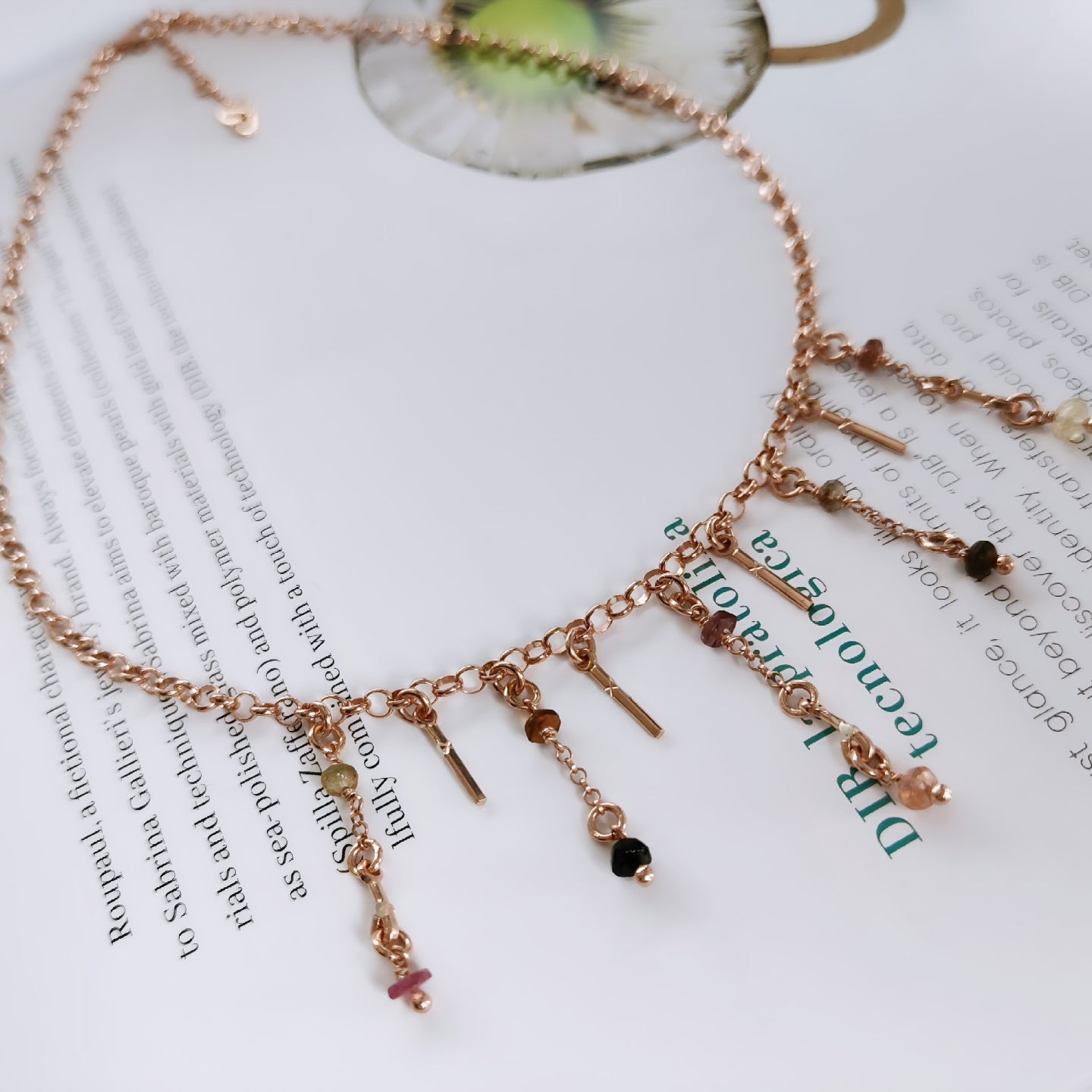 ST013 - Collana Tormalina in Argento 925 Placcato Oro Rosa