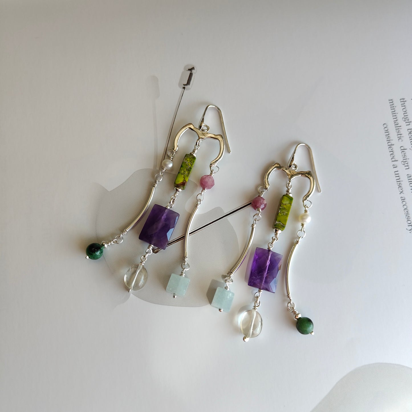 ST019 -  Orecchini pendenti multigemma in argento 925