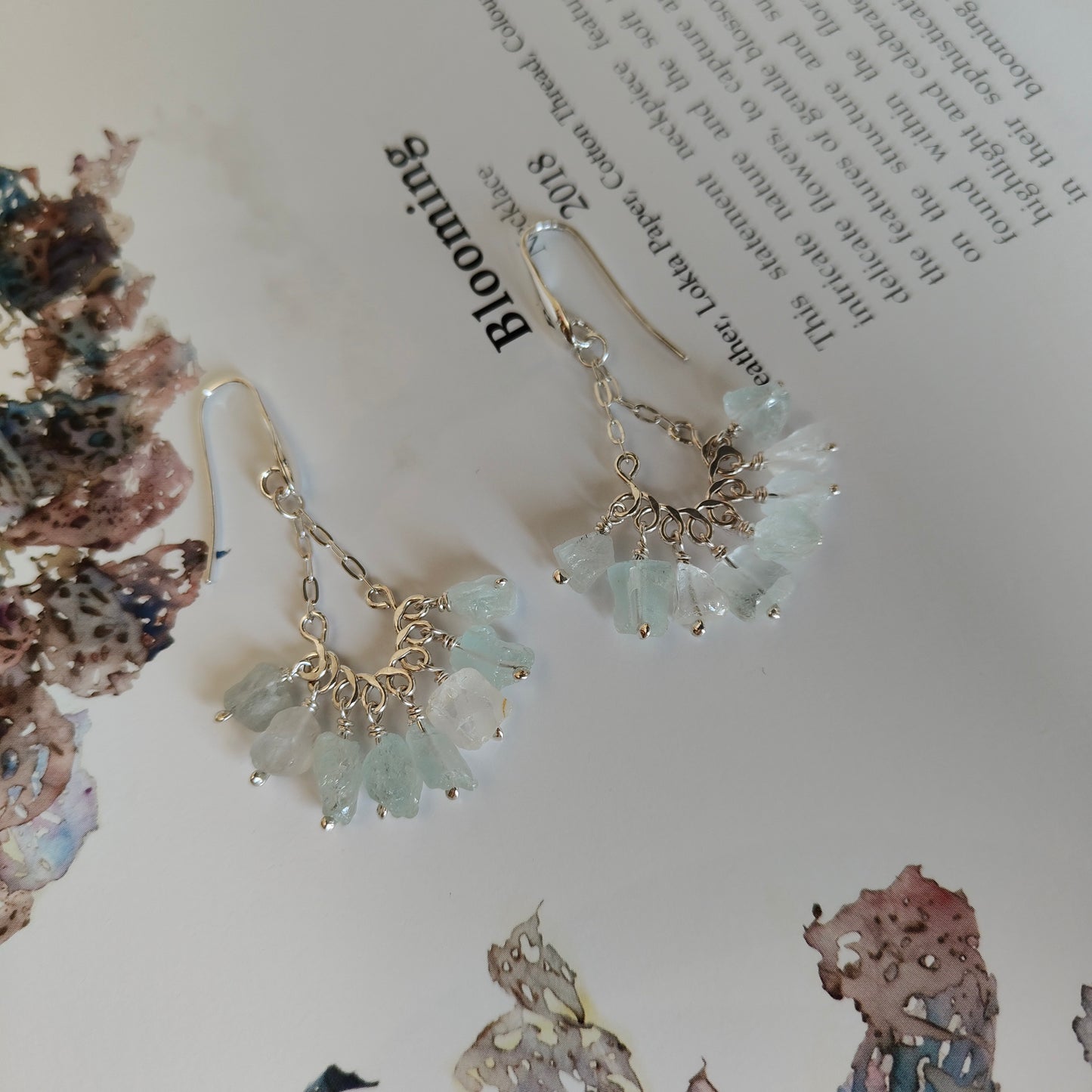 ST021 - Orecchini in argento 925 con acquamarina grezza