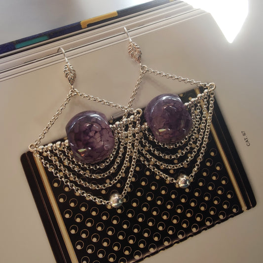 ST70 - Orecchini in argento con agata viola