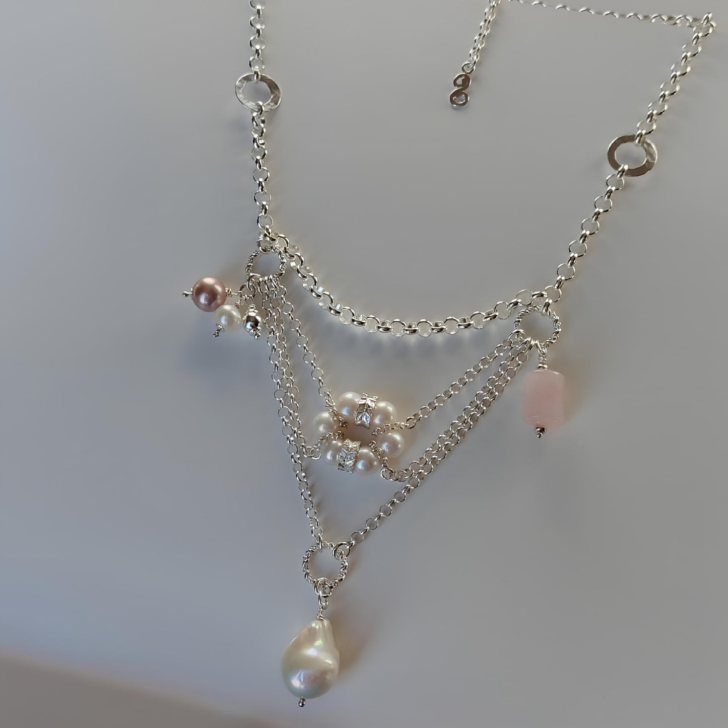 ST71 - Collana in argento con pietre e perle naturali