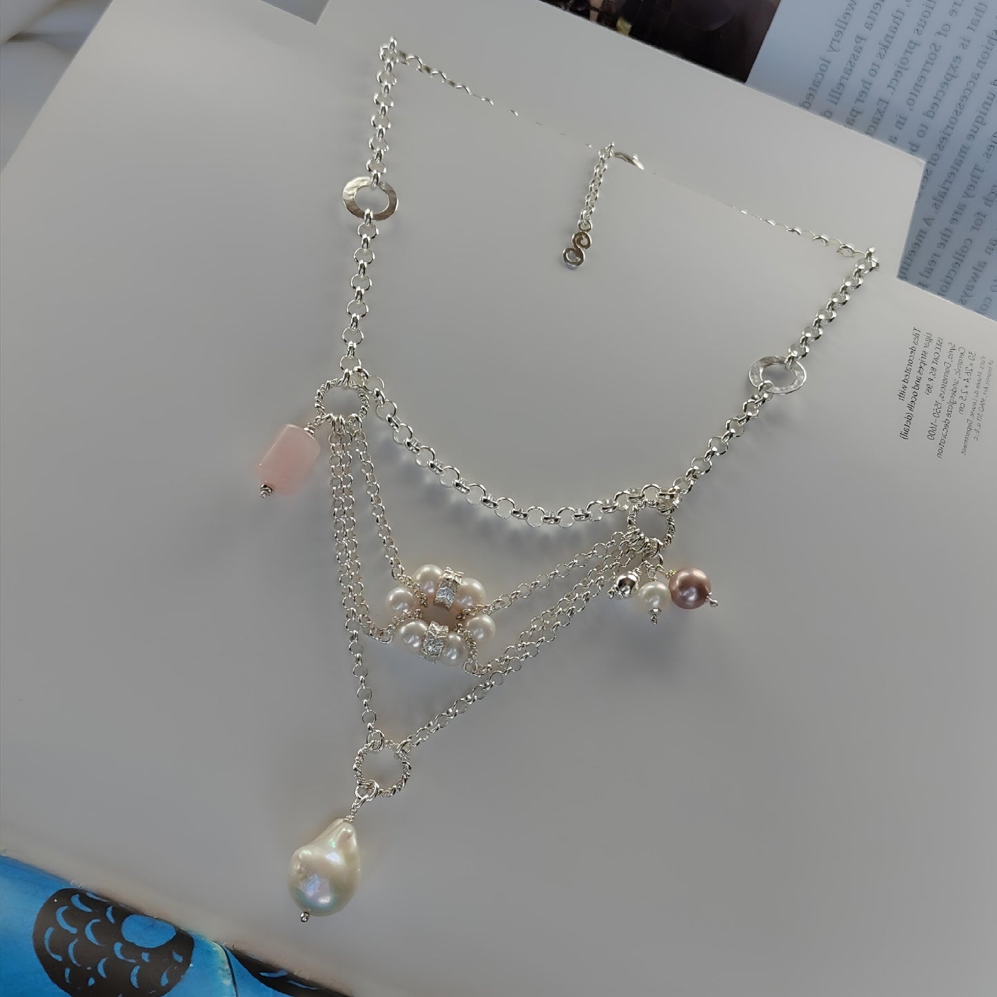 ST71 - Collana in argento con pietre e perle naturali