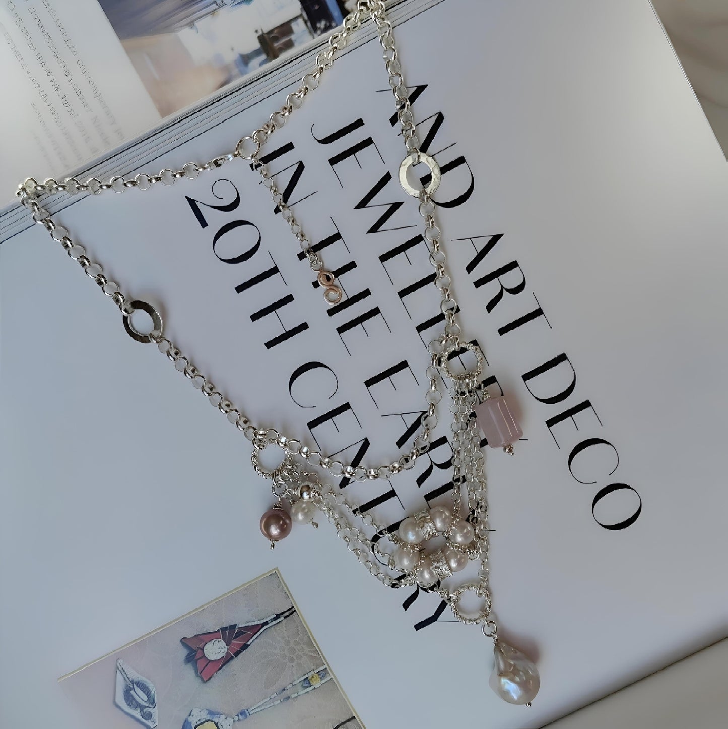 ST71 - Collana in argento con pietre e perle naturali