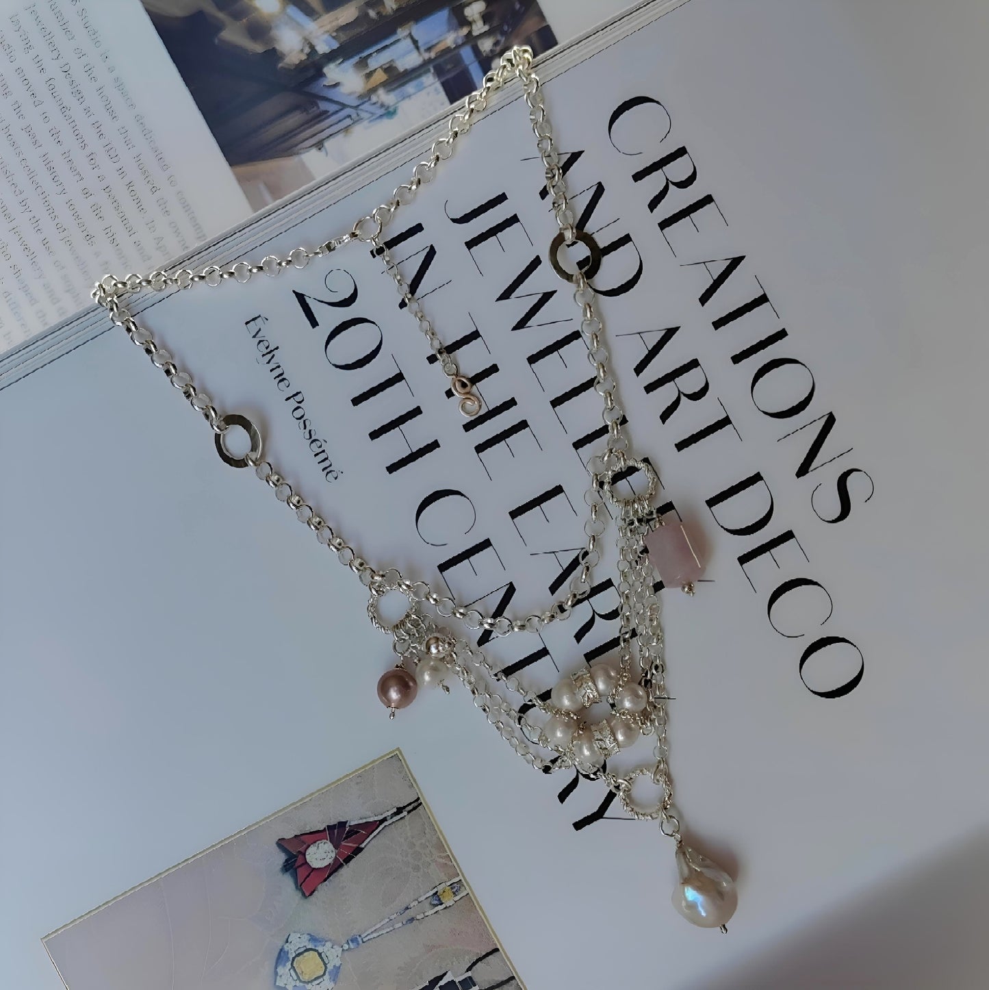 ST71 - Collana in argento con pietre e perle naturali