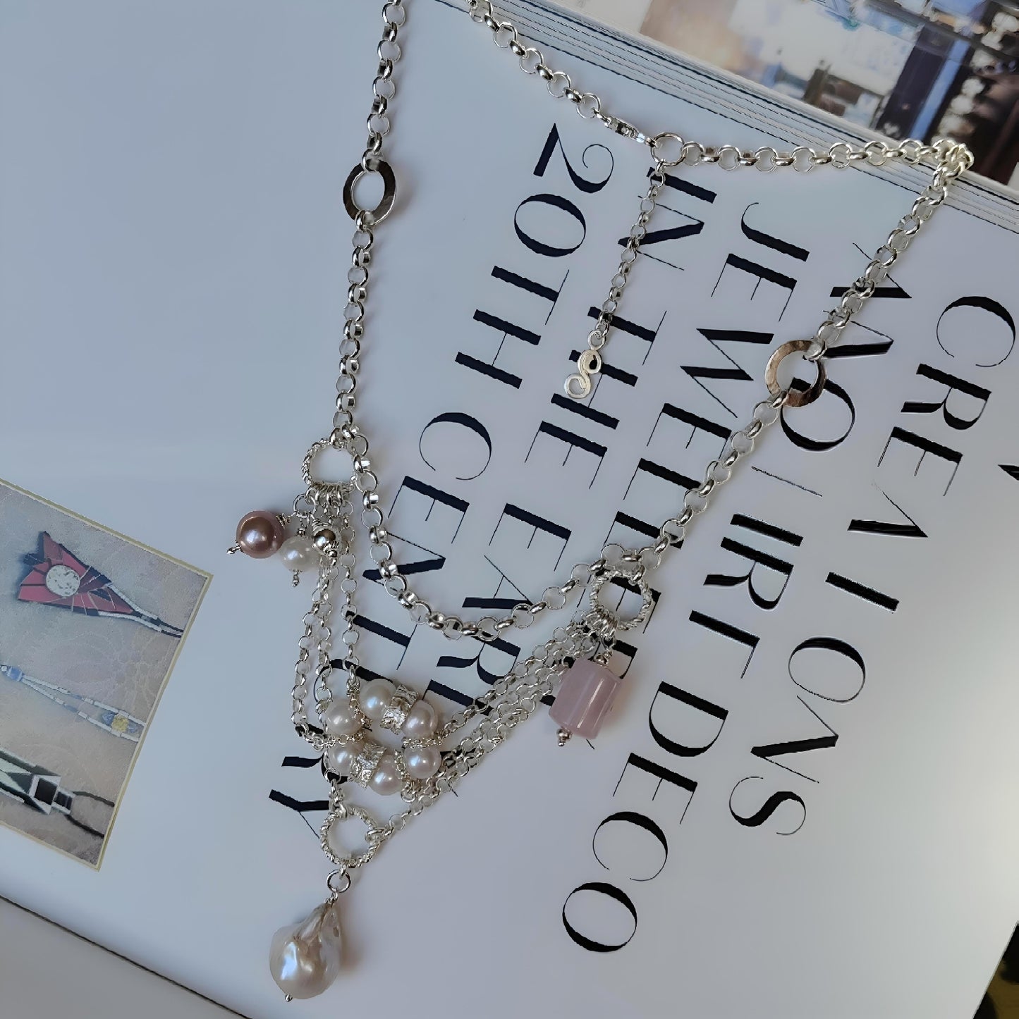 ST71 - Collana in argento con pietre e perle naturali