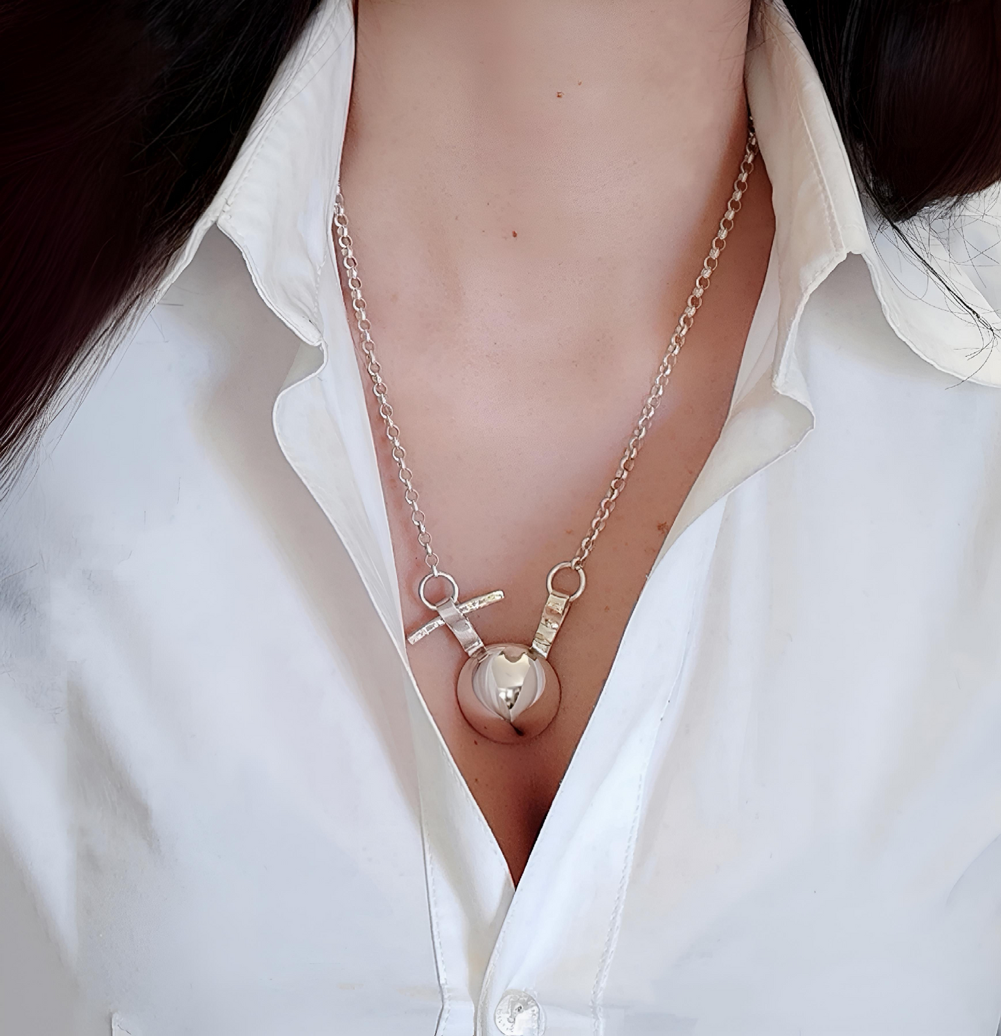 ST53 - Collana in argento 925 con dettagli in oro giallo 18k