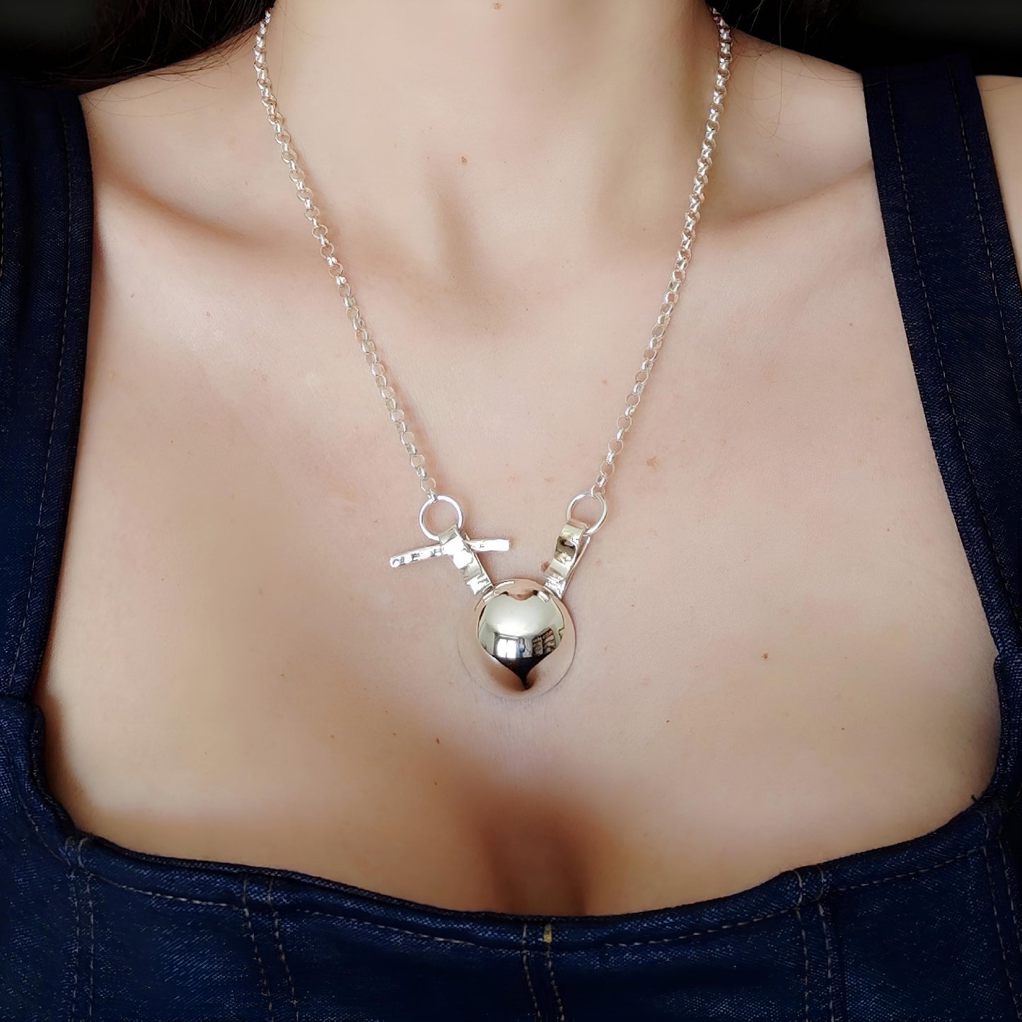 ST53 - Collana in argento 925 con dettagli in oro giallo 18k