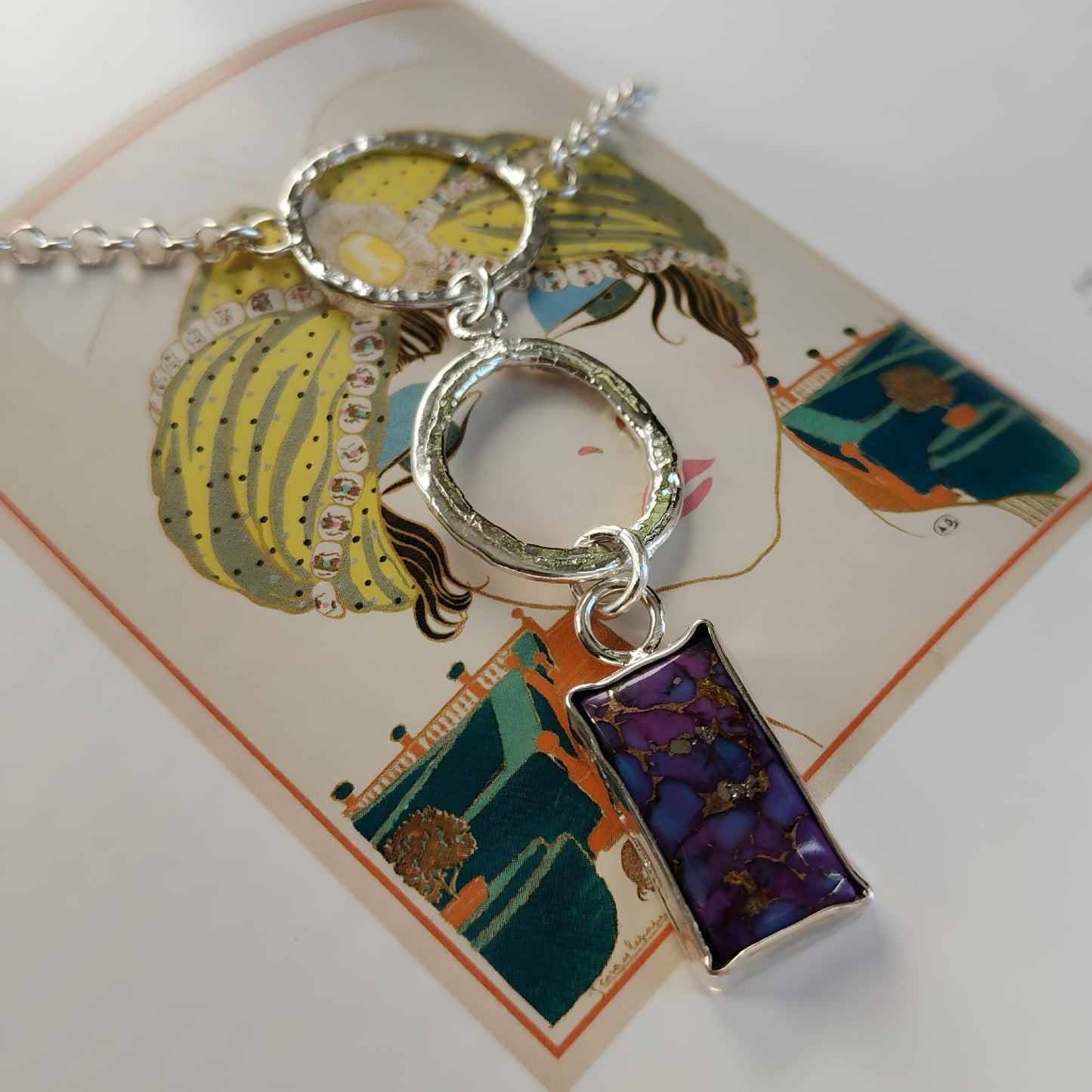 ST012 - Collana in Argento 925 con Pietra Turchese Viola