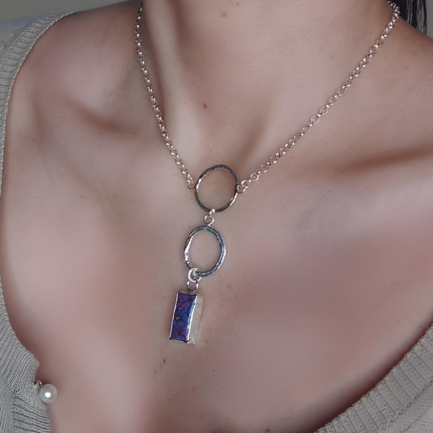 ST012 - Collana in Argento 925 con Pietra Turchese Viola