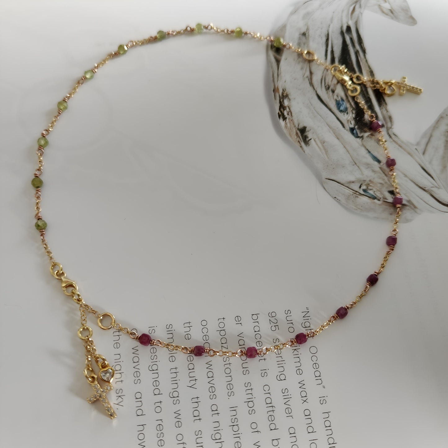 ST08 - Collana in Argento 925 Placcato Oro con Pietre Naturali