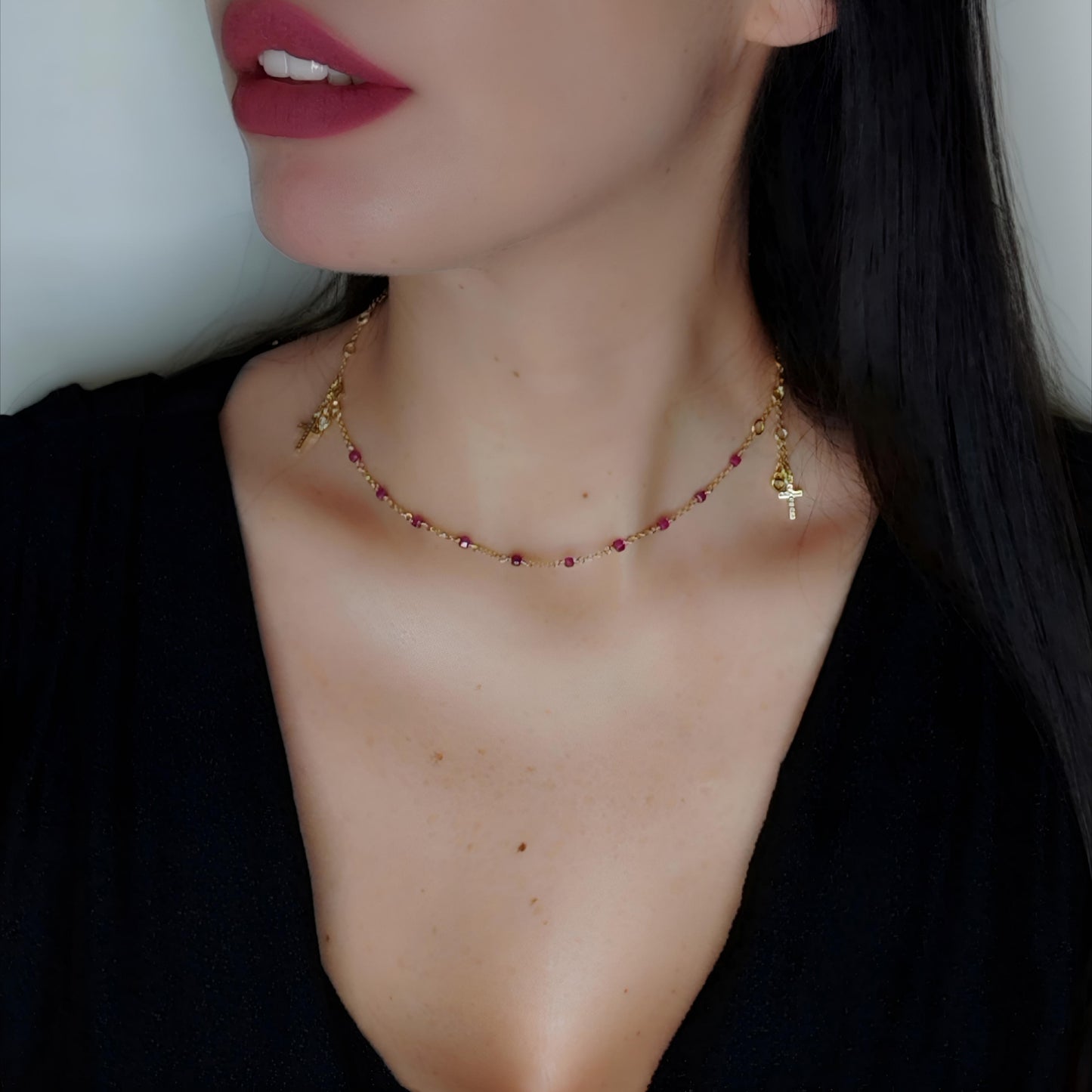 ST08 - Collana in Argento 925 Placcato Oro con Pietre Naturali
