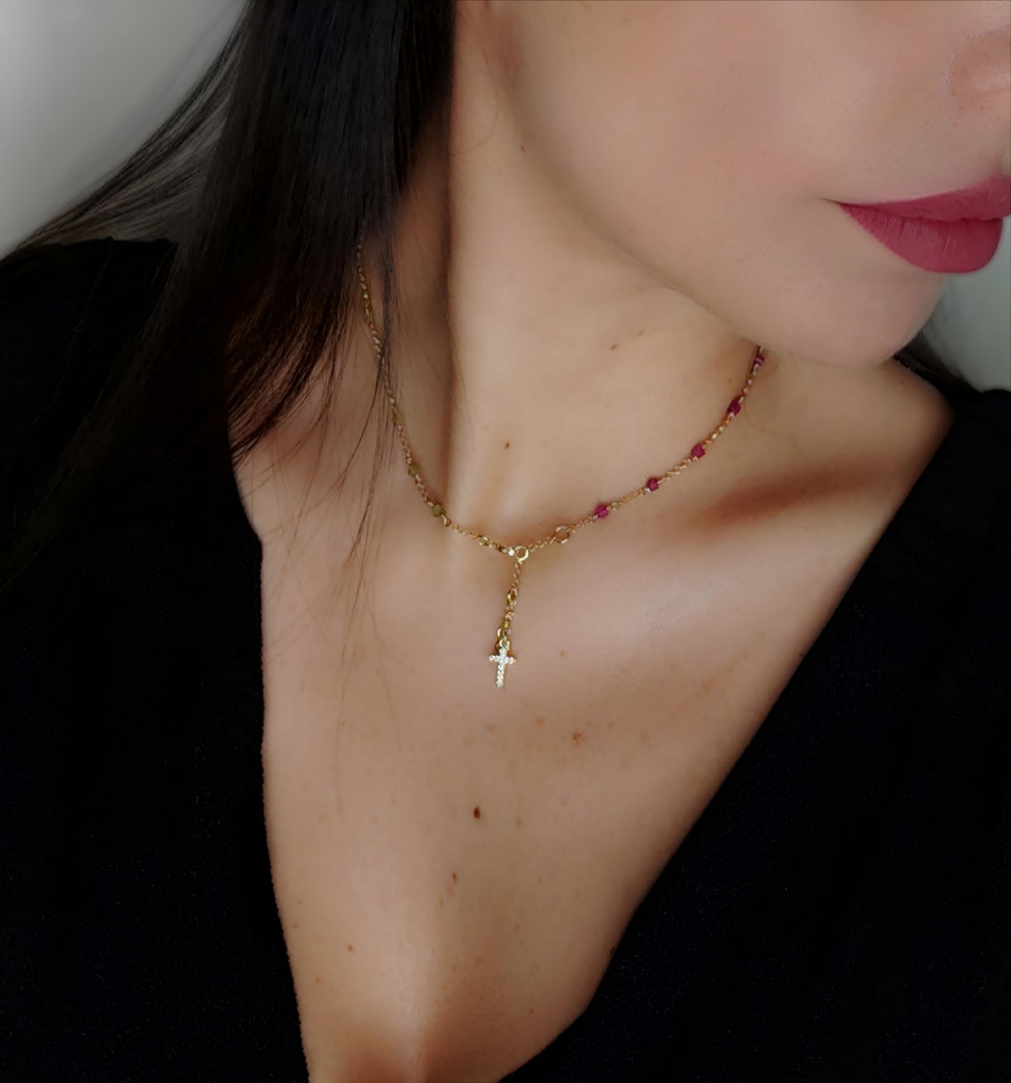 ST08 - Collana in Argento 925 Placcato Oro con Pietre Naturali