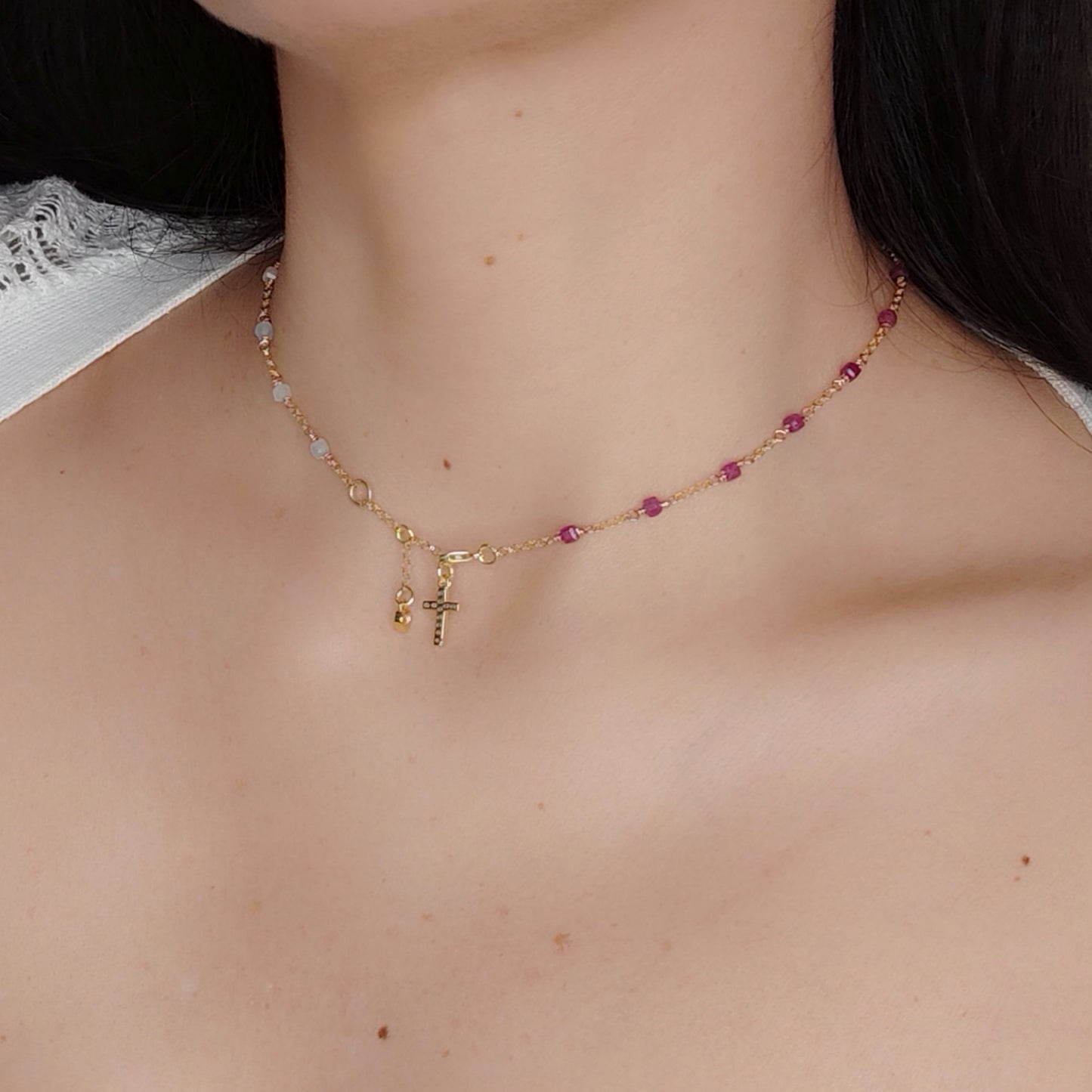 ST08 - Collana in Argento 925 Placcato Oro con Pietre Naturali