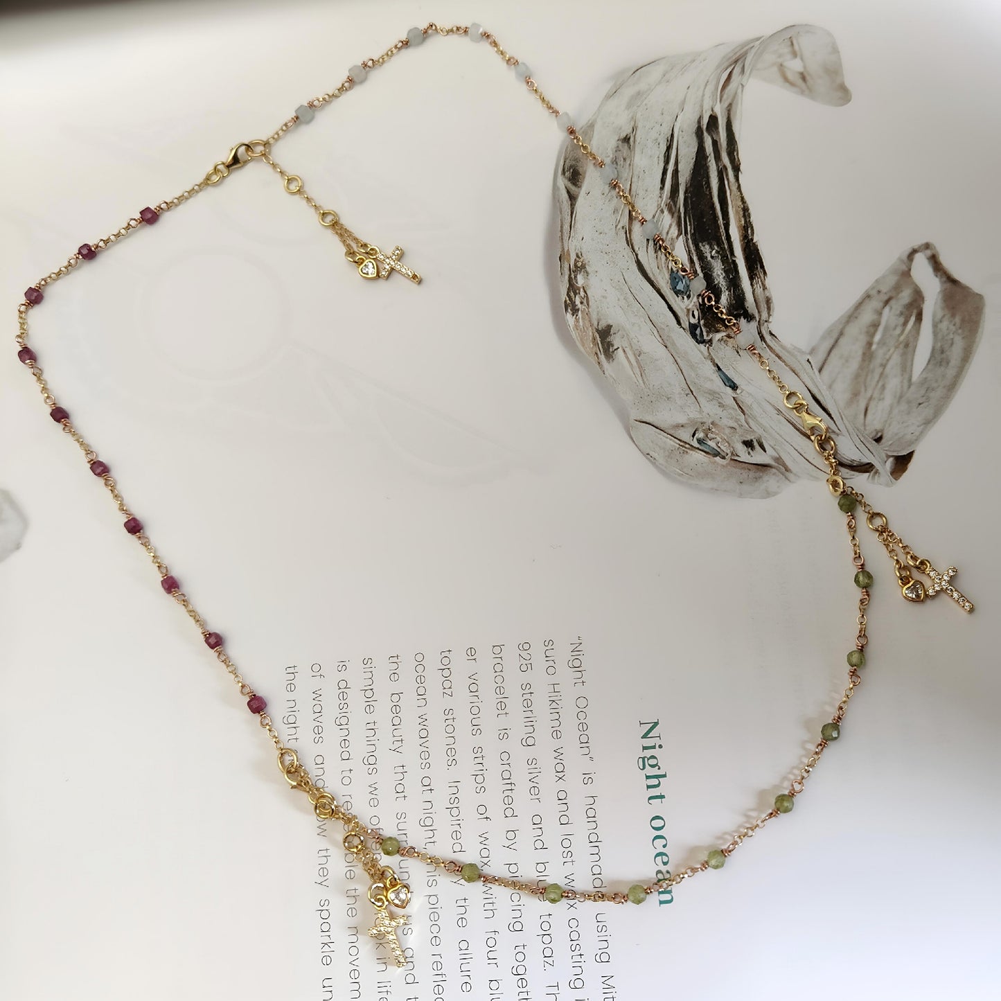 ST08 - Collana in Argento 925 Placcato Oro con Pietre Naturali