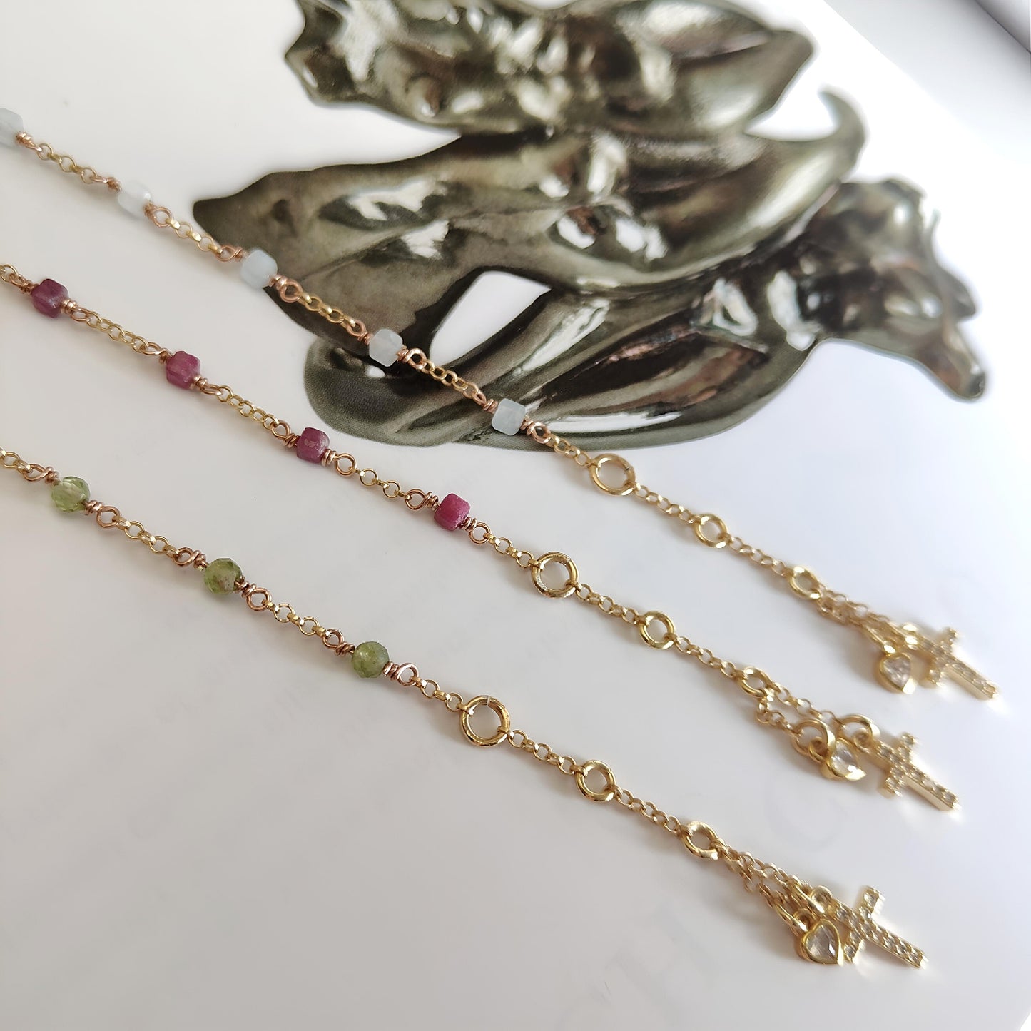 ST08 - Collana in Argento 925 Placcato Oro con Pietre Naturali